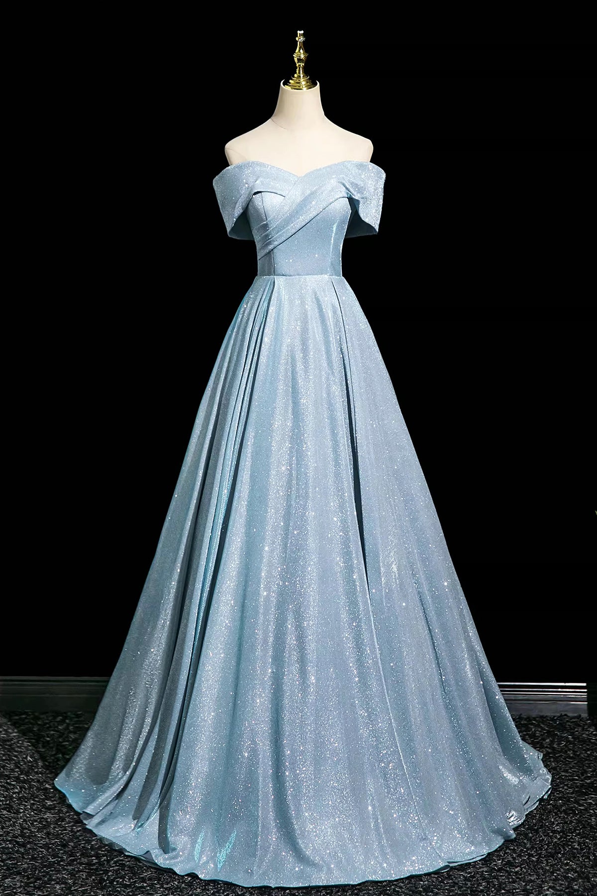 Sparkling Blue Long Party Dress, Elegant A-Line Prom Evening Dress