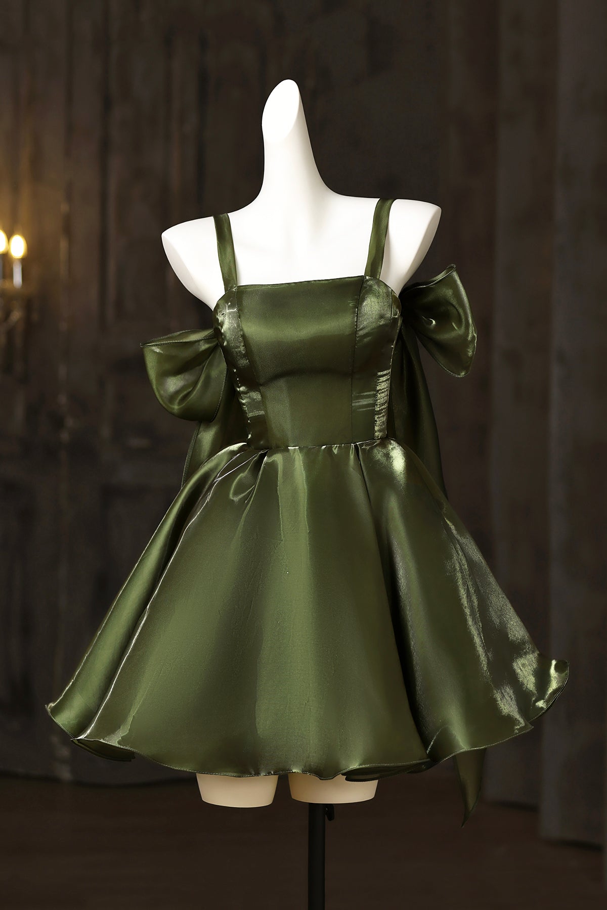 Beautiful Dark Green Short Homecoming Dresses, A-Line Spaghetti Straps Party Dresses