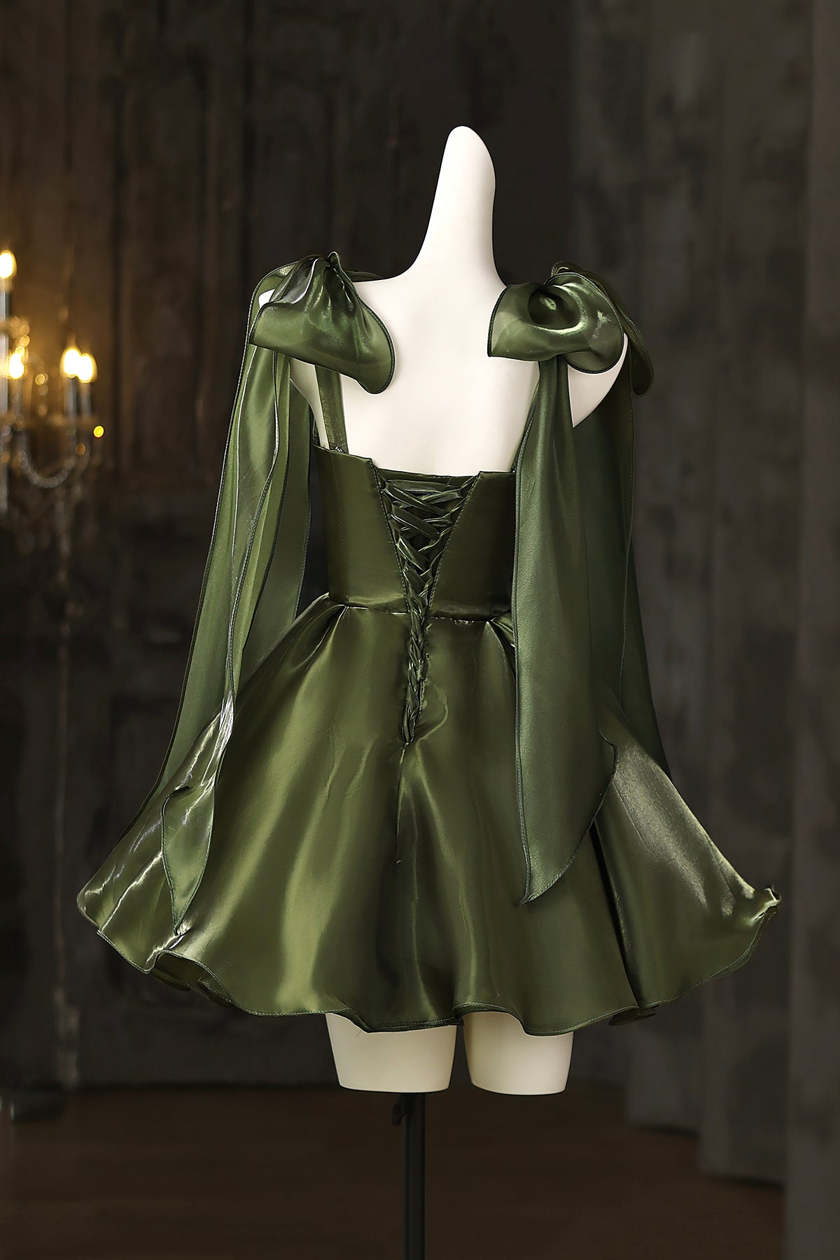 Beautiful Dark Green Short Homecoming Dresses, A-Line Spaghetti Straps Party Dresses