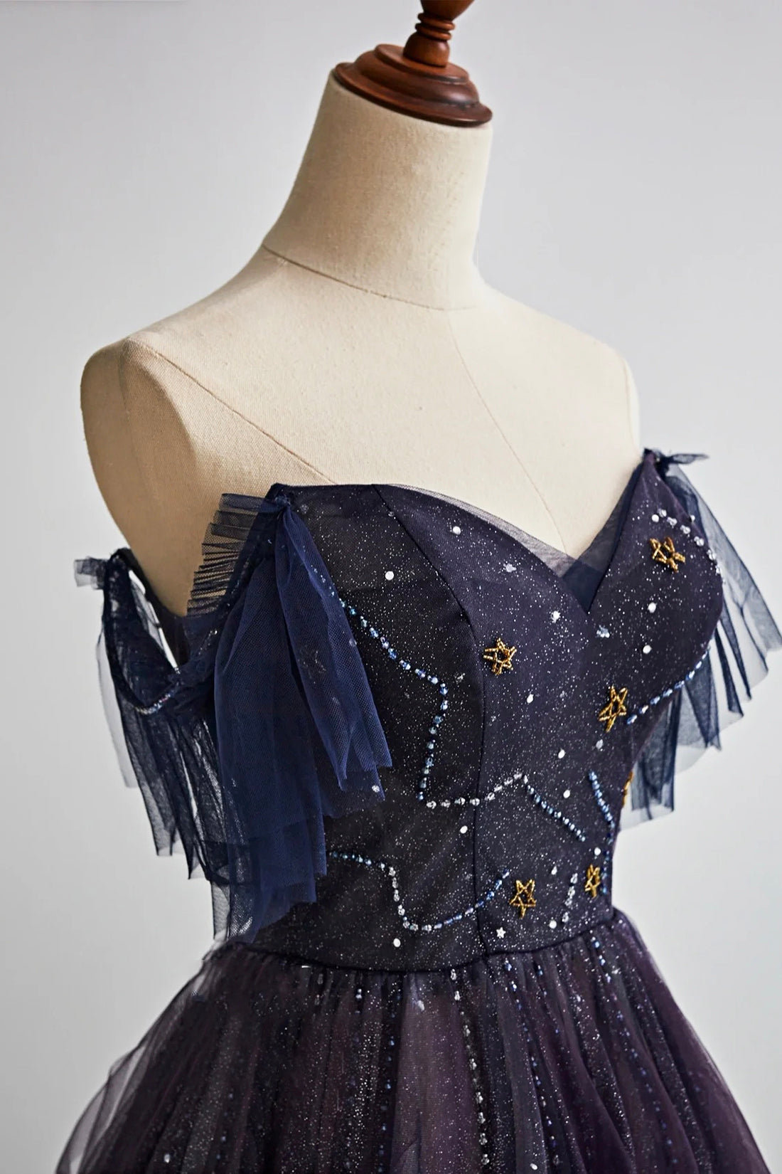 Purple Gradient Tulle Long Prom Dress, Beautiful A-Line Evening Party Dress with Beaded