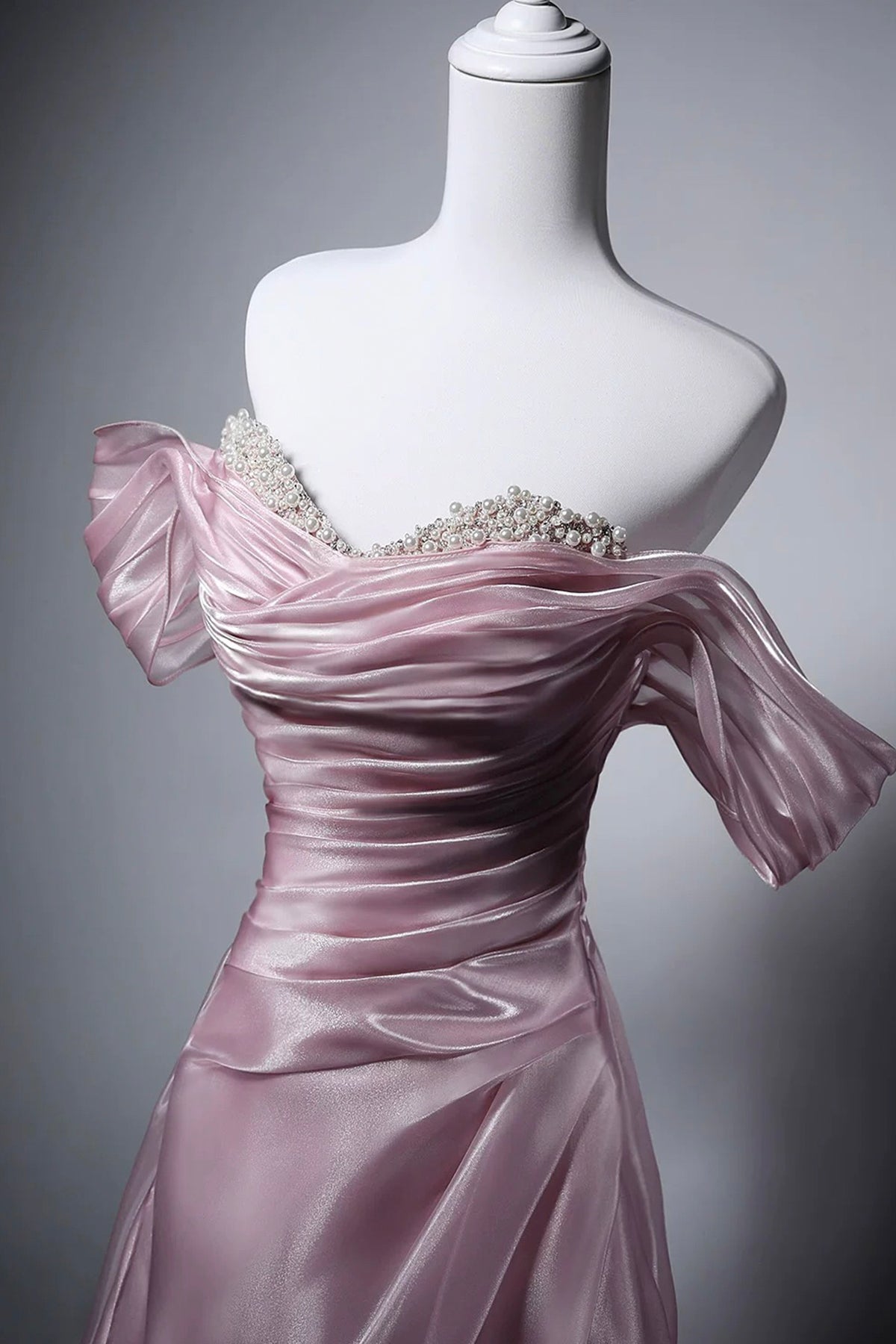 Pink Off-the-Shoulder Evening Gown, A-Line Off the Shoulder Party Dress