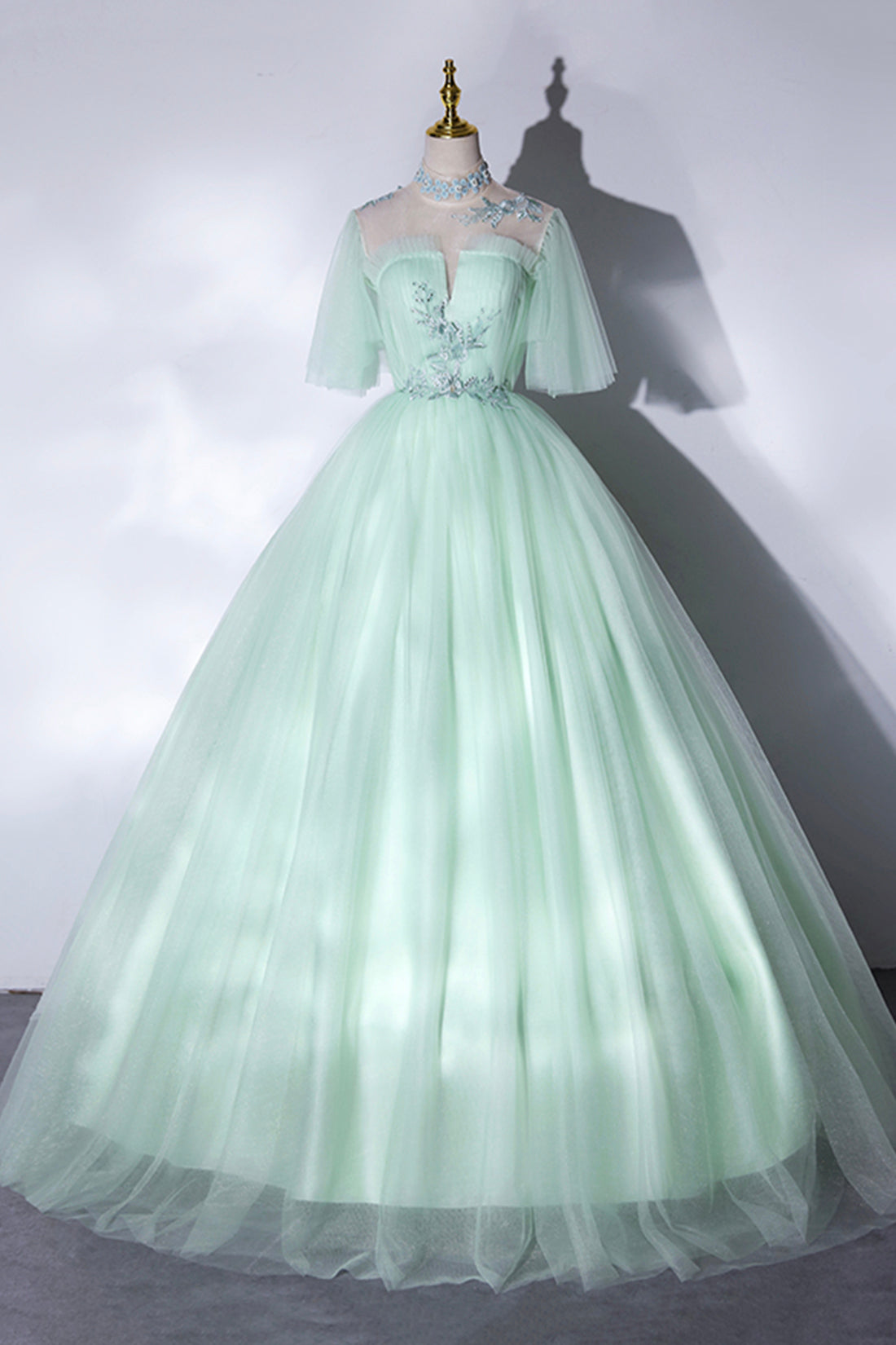 Elegant Green A-Line Princess Prom Dress, A-Line Lace Evening Party Dr Elegant Green A-Line Princess Prom Dress, A-Line Lace Evening Party Dr