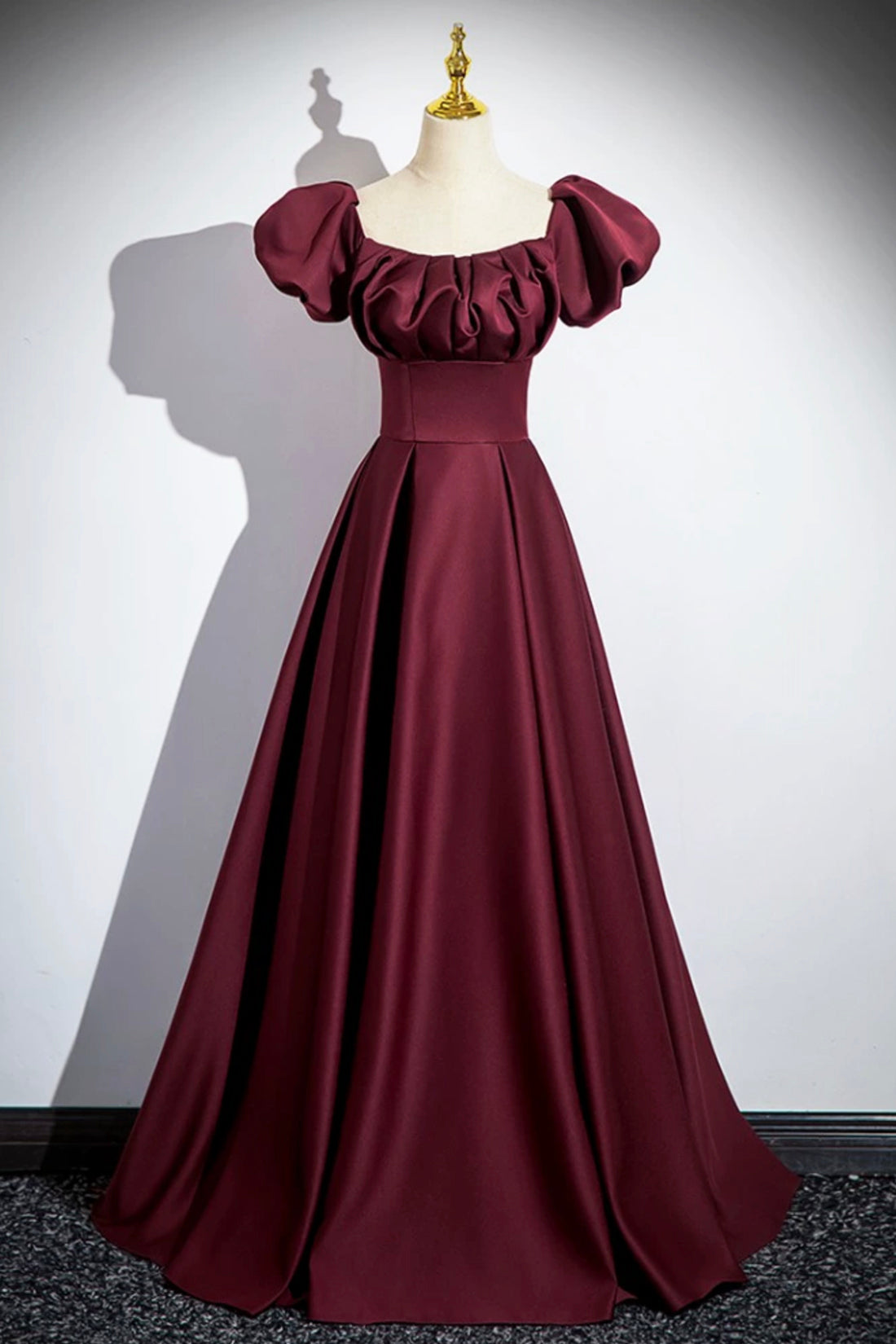 Burgundy Satin Floor Length Prom Dress, Simple A-Line Evening Party Dr Burgundy Satin Floor Length Prom Dress, Simple A-Line Evening Party Dr