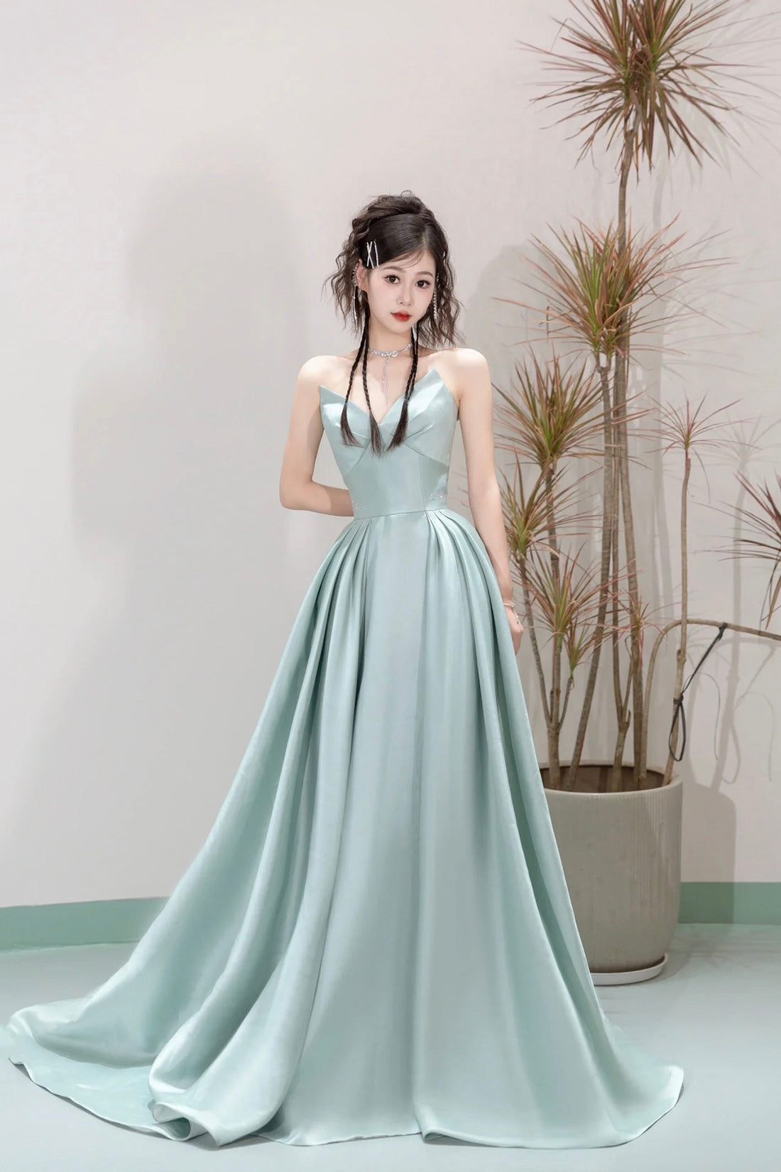 Unique Satin Floor Length Prom Dress, A-line Strapless Formal Evening Unique Satin Floor Length Prom Dress, A-line Strapless Formal Evening