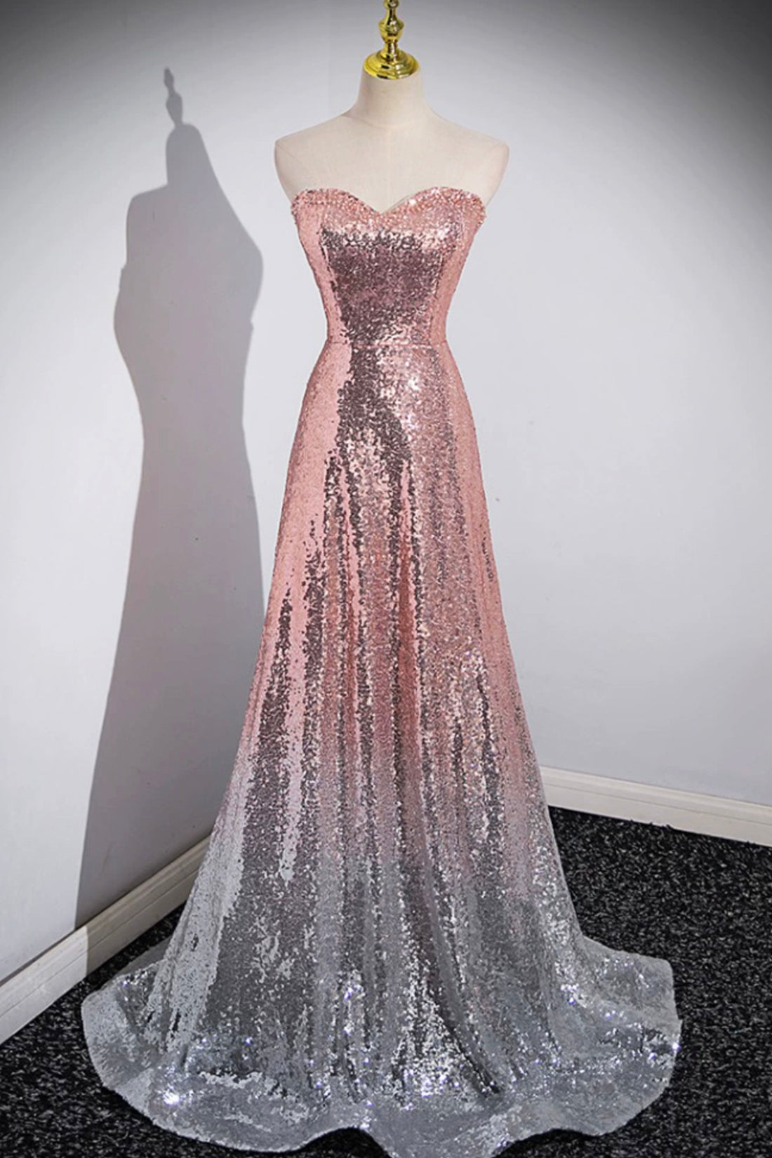 ombre mermaid prom dresses Sparkly Mermaid Off-the-shoulder Long Prom Dress with Side Slit