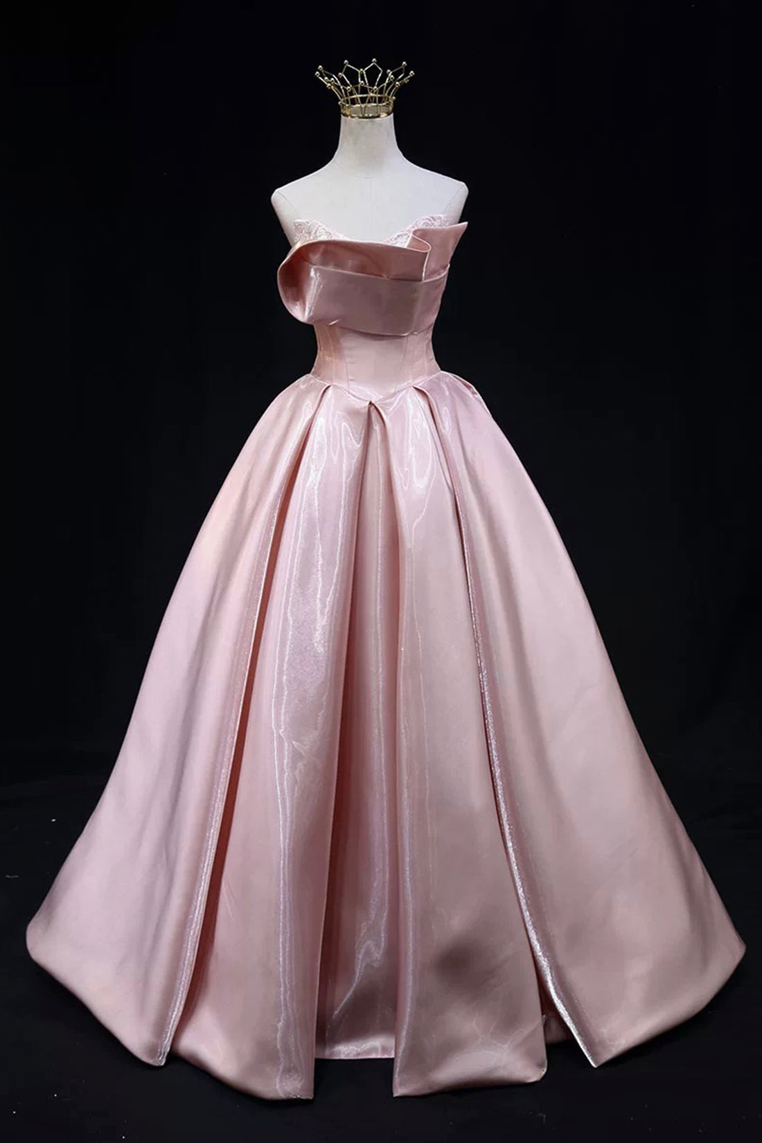 Chic Bodycon Strapless Sleeveless High-Slit Pink Satin Long Prom Dresses main image 1