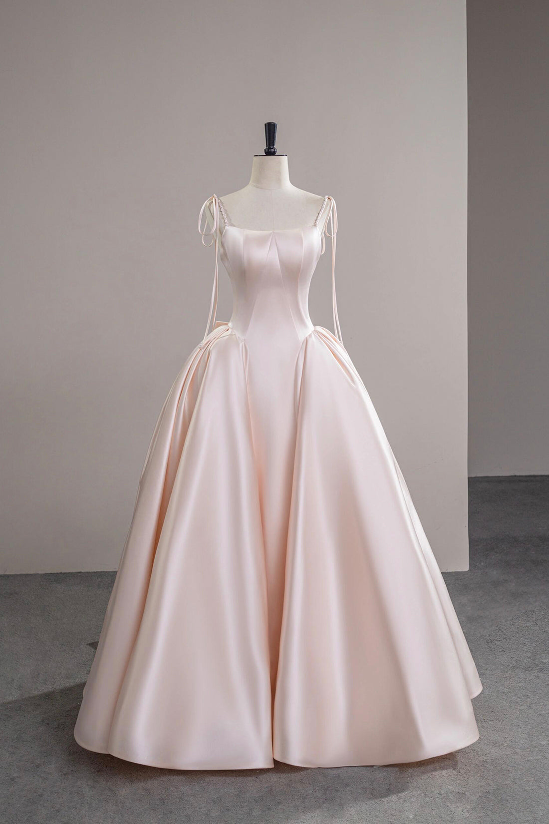 Pink Spaghetti Strap Satin Long Prom Dress, Beautiful A-Line Evening Party Dress