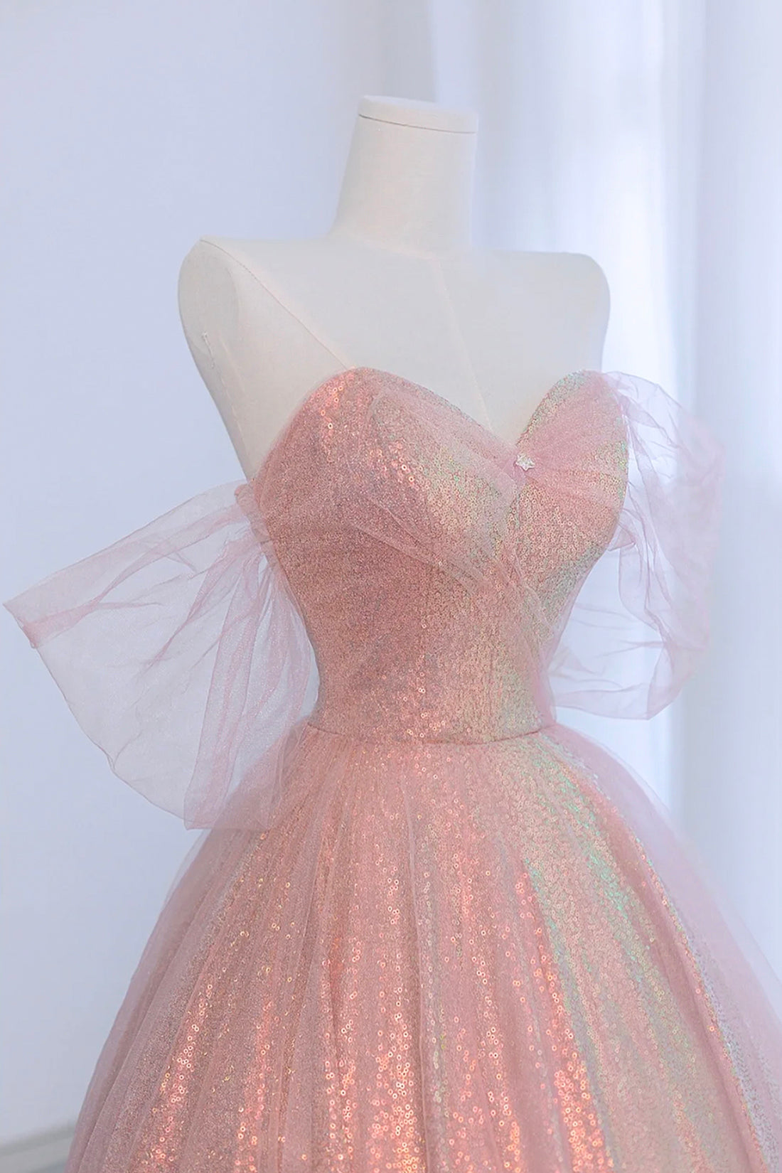 Shiny Tulle Sequins Long Prom Dress, Beautiful A-Line Formal Dress Sweet 16 Dress