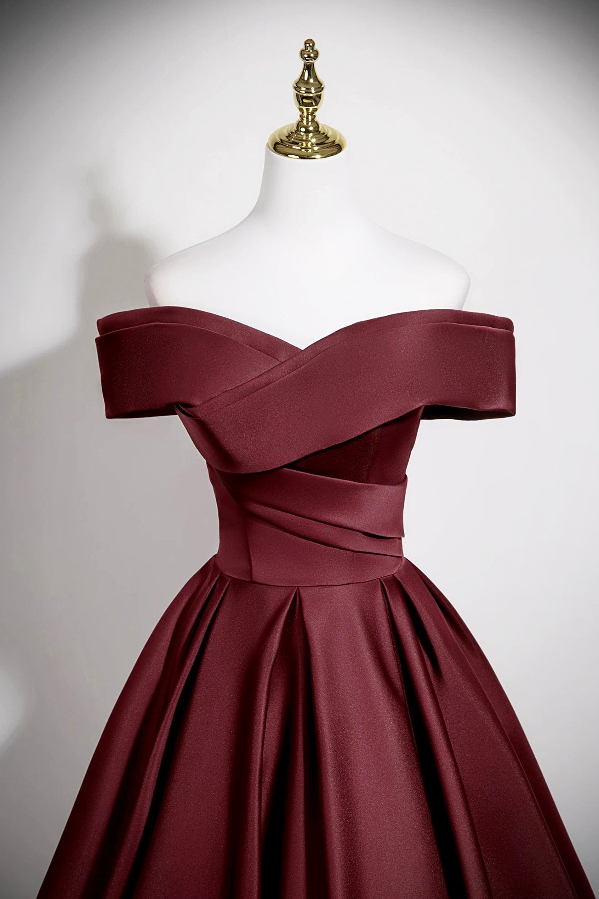 Burgundy Satin Long Prom Dress, Elegant A-Line Evening Party Dress