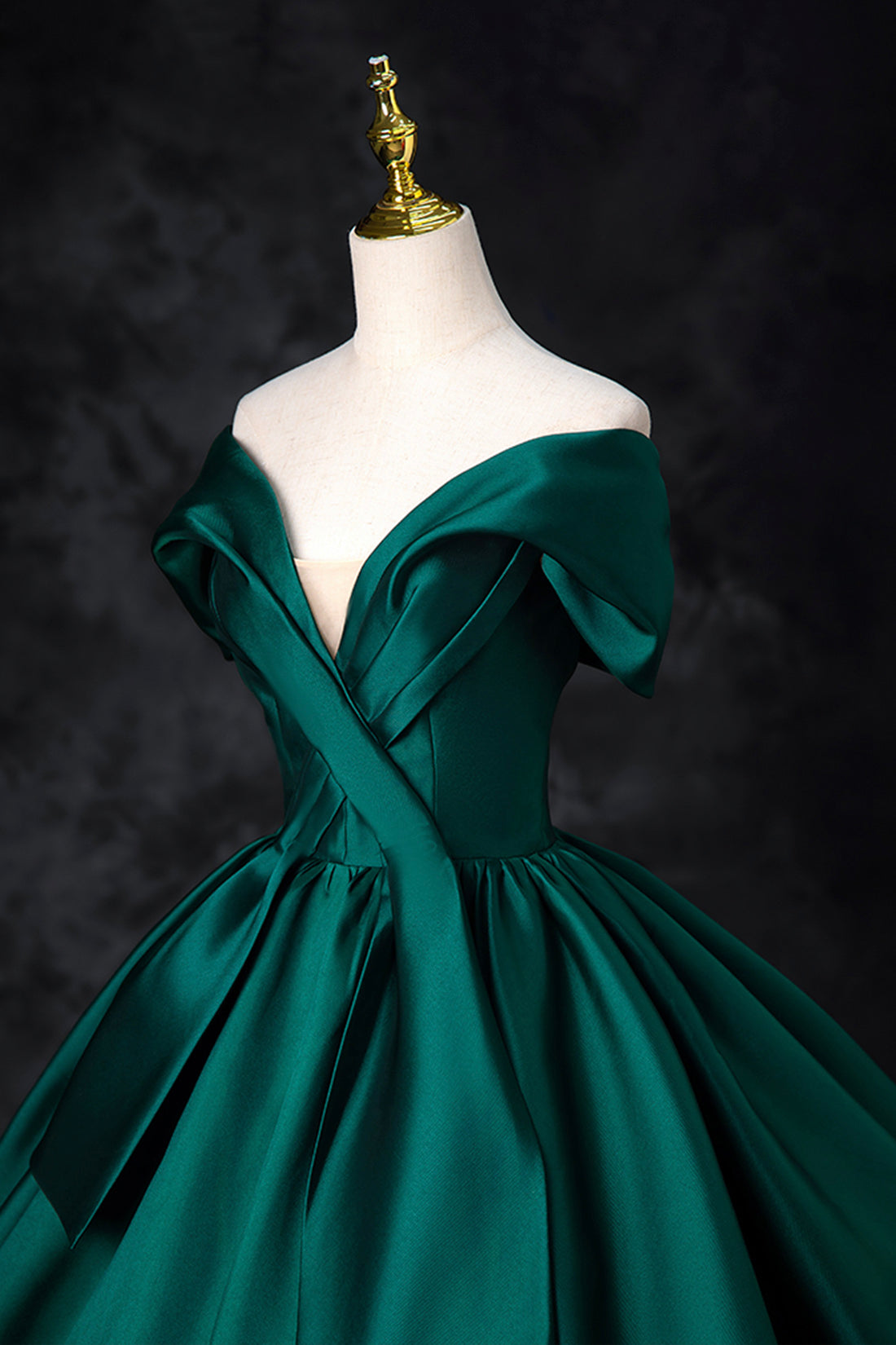 Green Satin Floor Length A-Line Formal Dress, Beautiful V-Neck Evening Party Dress