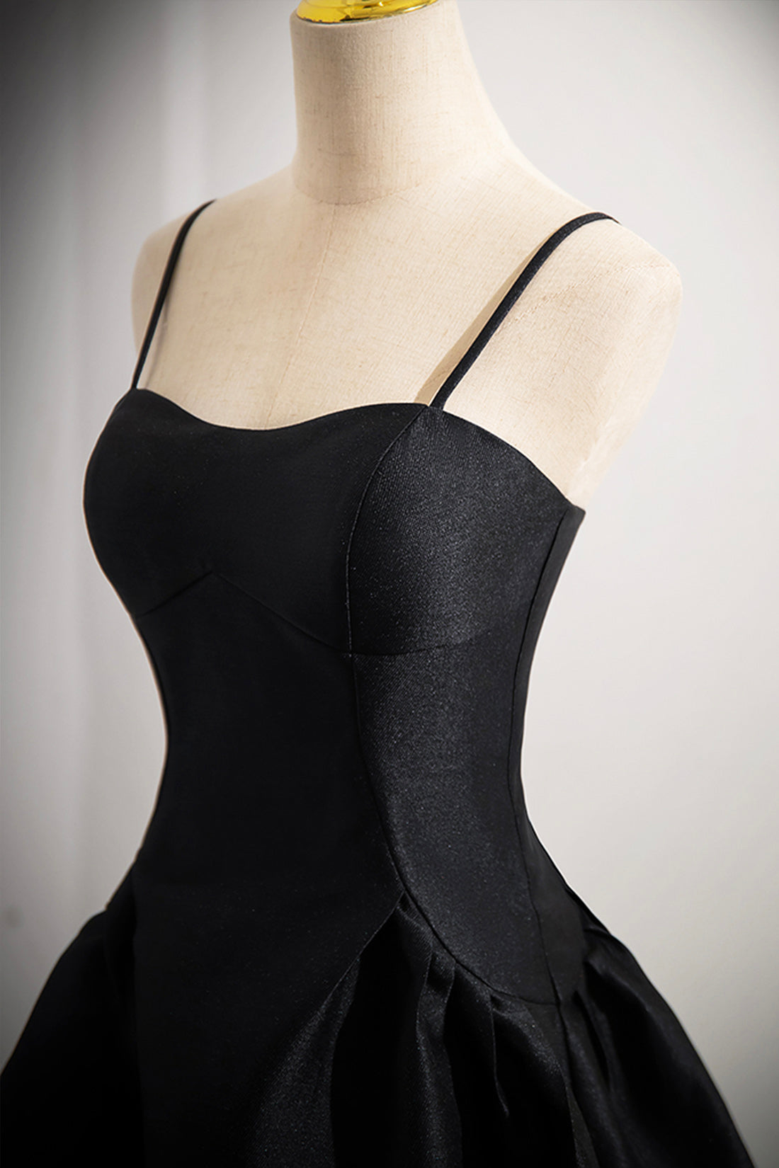 Black Spaghetti Strap  Satin Short Prom Dress, Simple A-Line Homecoming Party Dress