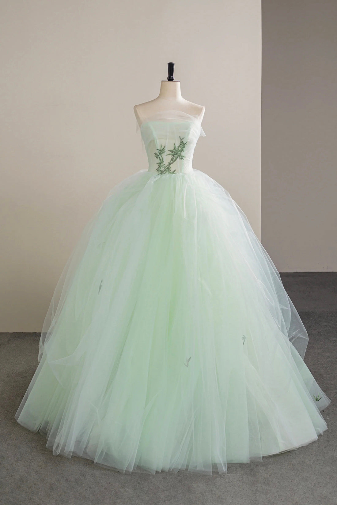 Lovely Sweetheart Neckline Tulle Long Prom Dress with Lace, Green Strapless Evening Dress