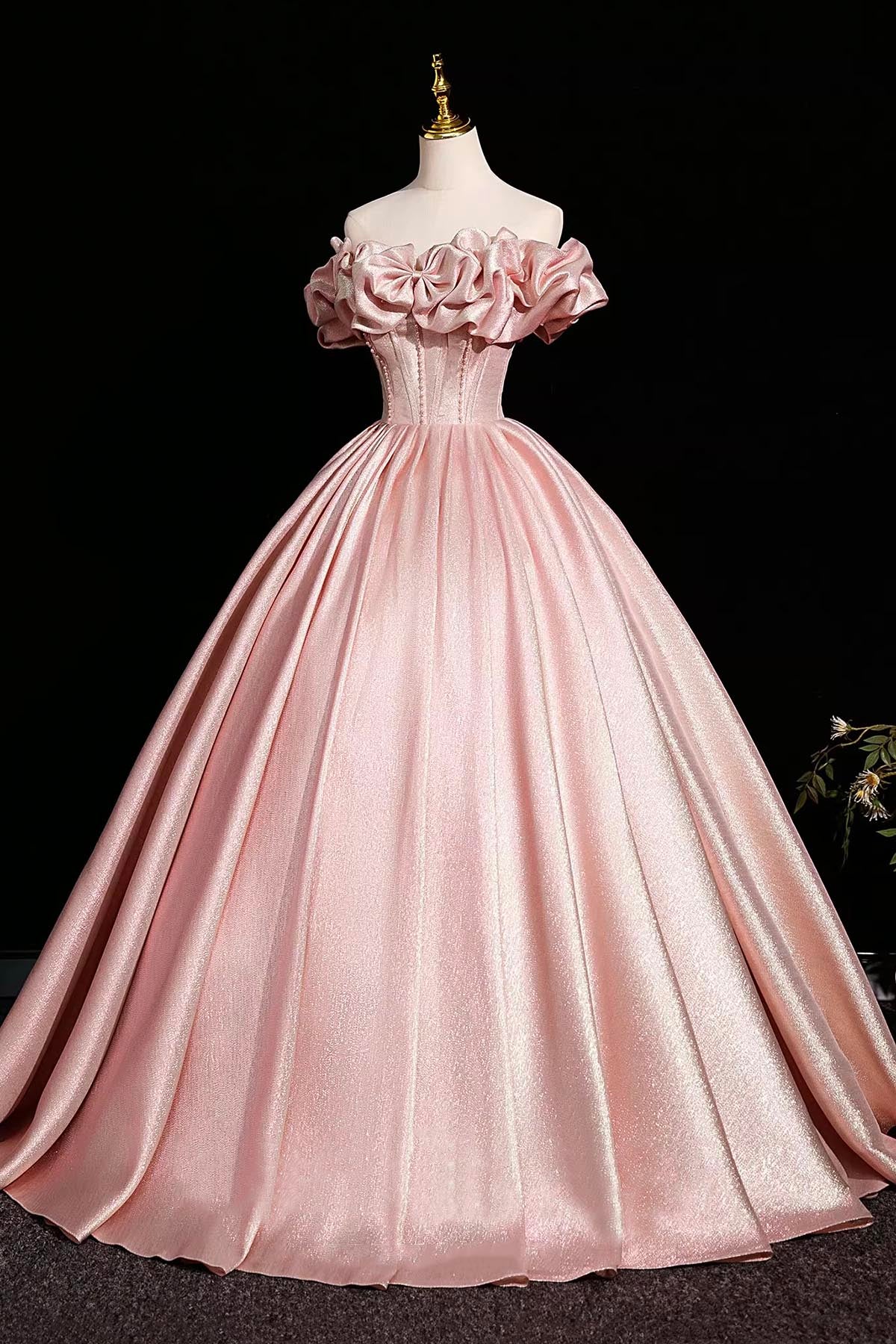 Stunning Pink Prom Dresses Ball Gown, A-line Backless Prom Formal Dresses