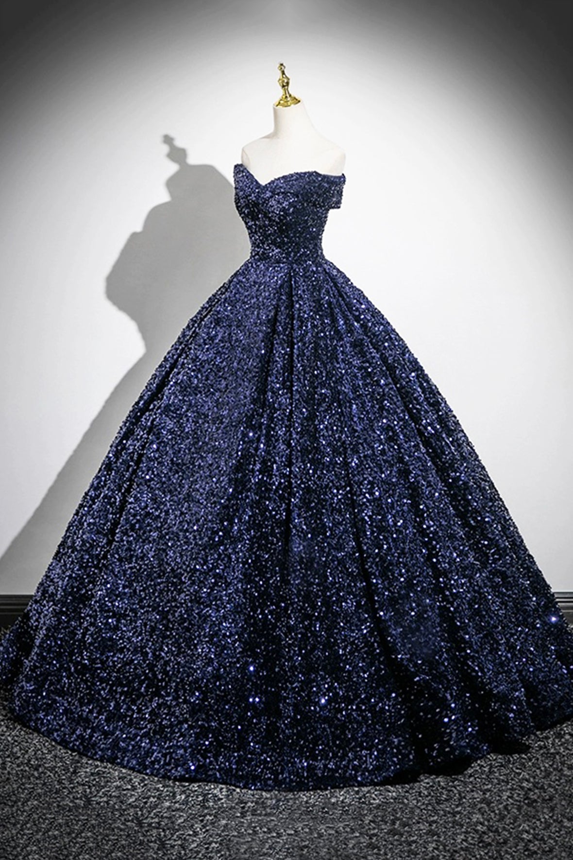 Dark Blue Sequins Long Prom Dress, Elegant A-Line Evening Party Dress Dark Blue Sequins Long Prom Dress, Elegant A-Line Evening Party Dress