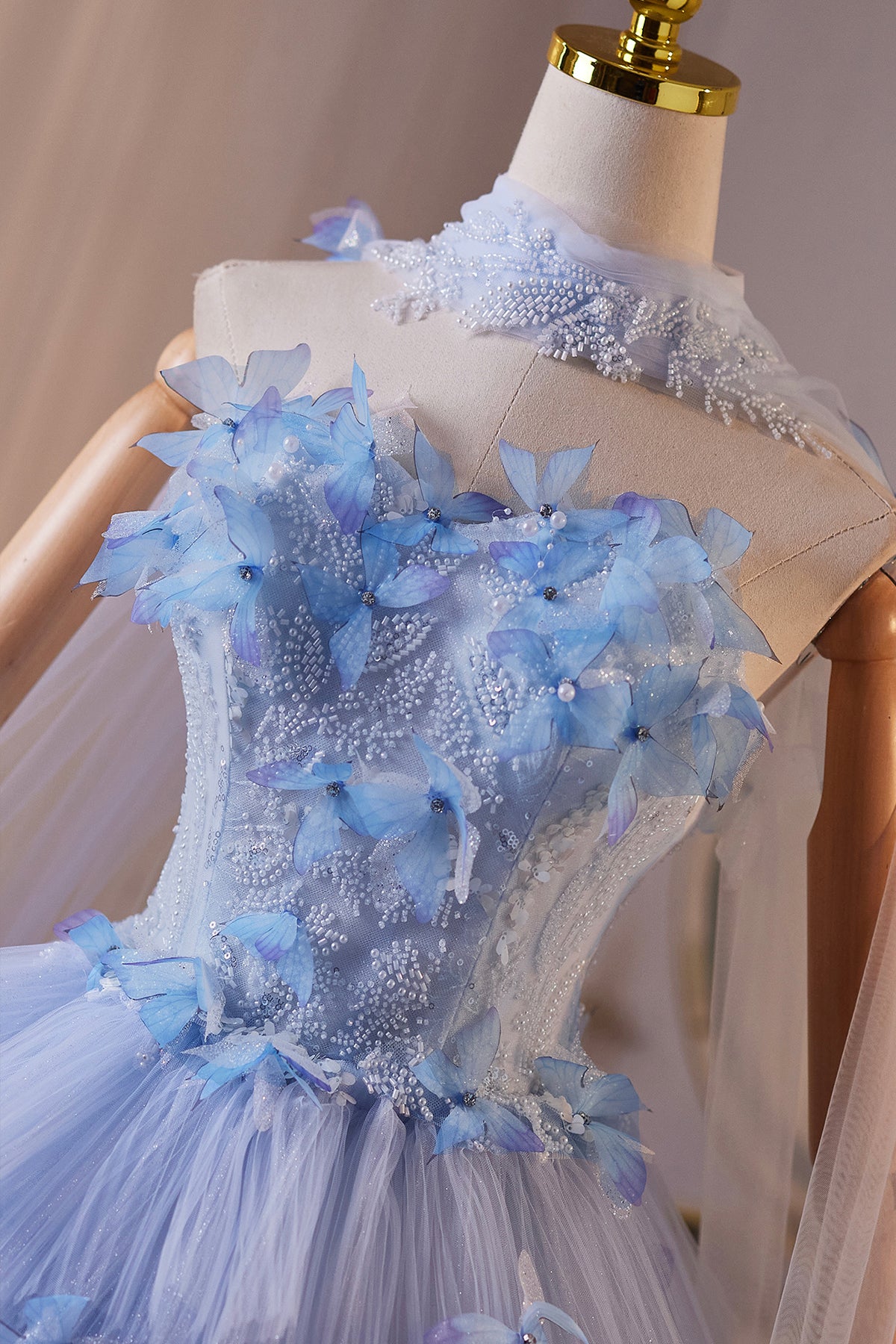Enchanting Light Blue Tulle Mini Party Gown, A-Line Sweetheart Neck Homecoming Dress