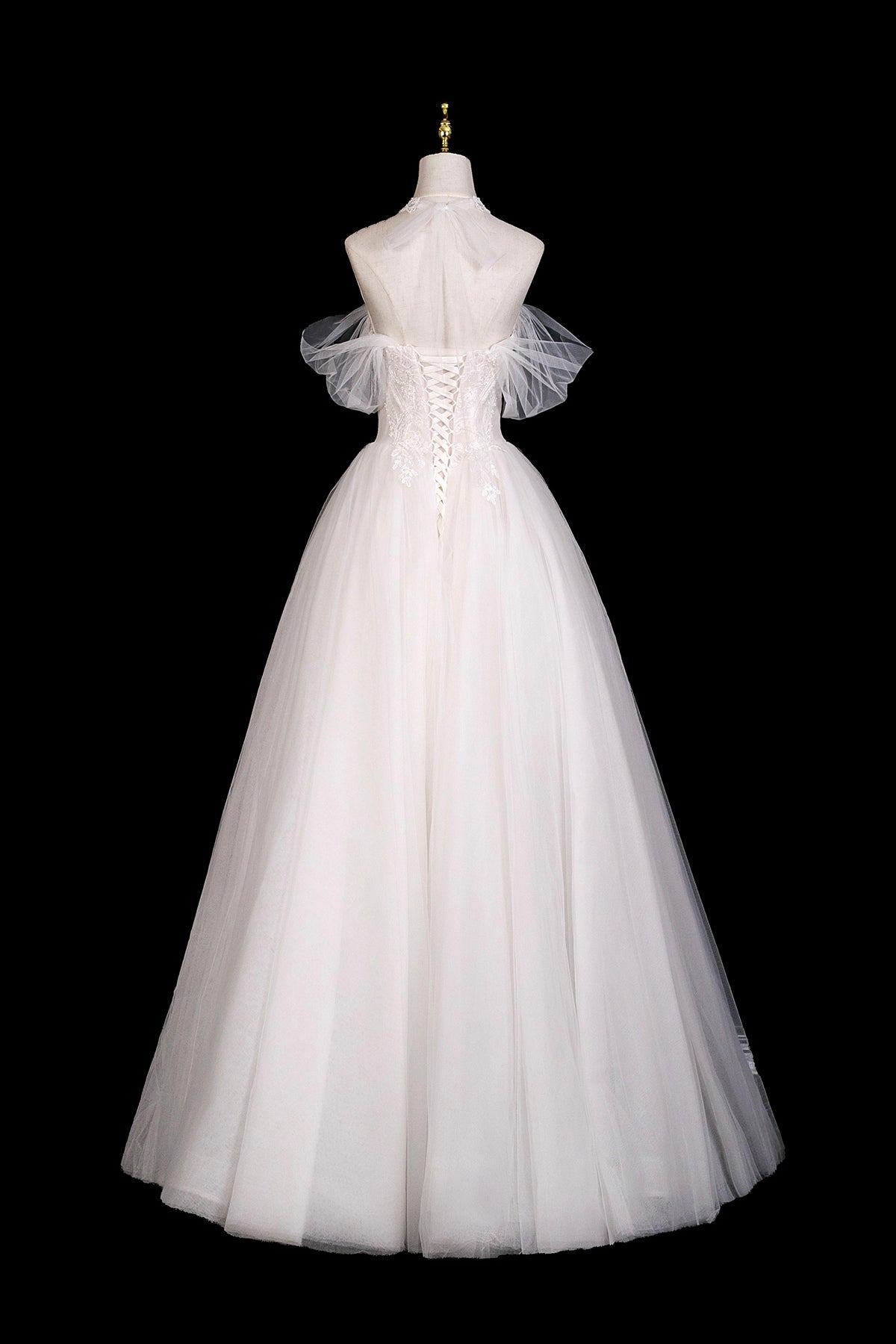 Charming Ivory Tulle Lace Floor Length Prom Dress, A-Line Sweetheart Neck Formal Dress