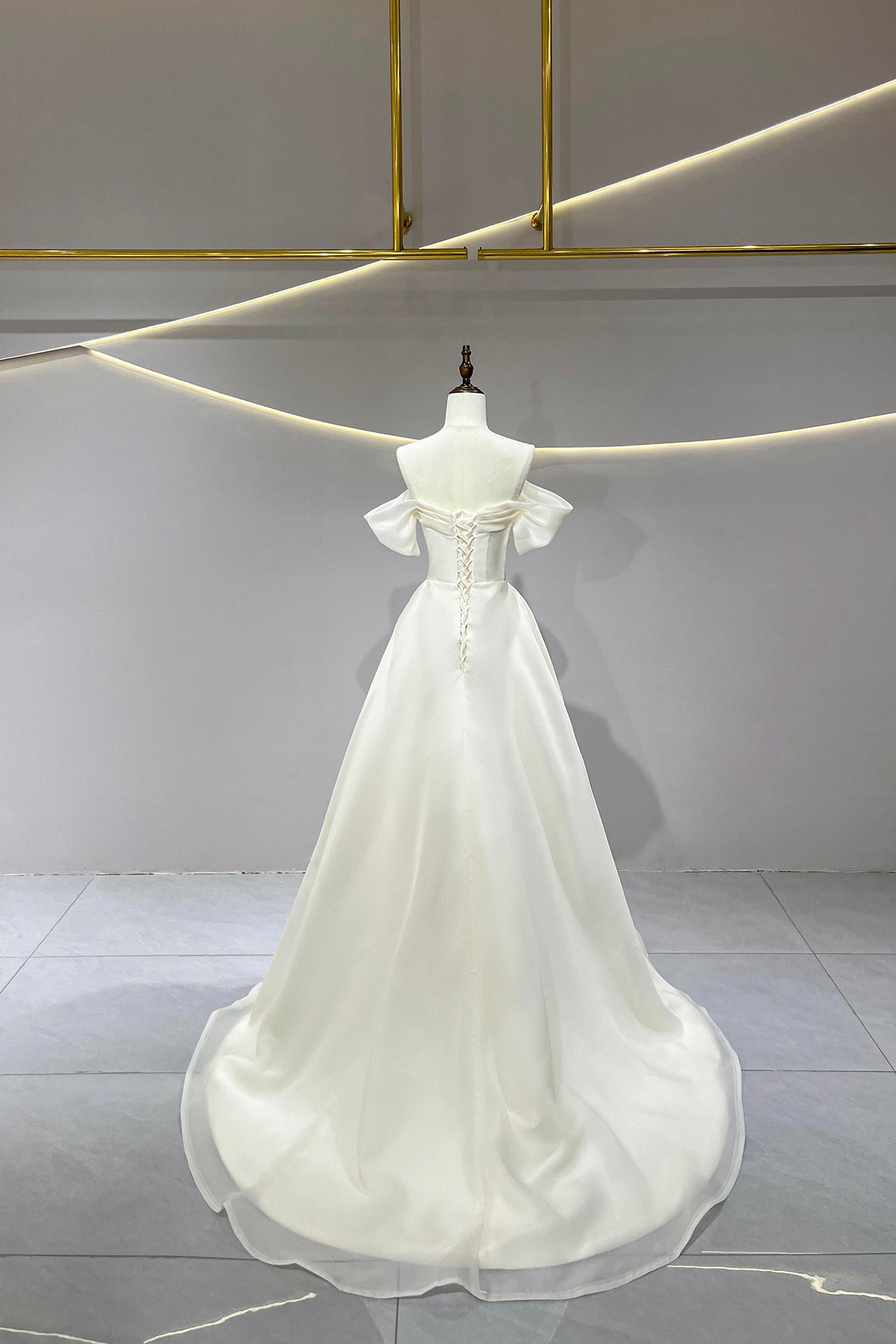 Off Shoulder A-Line Prom Evening Dress, Beautiful White Floor Length Party Dress