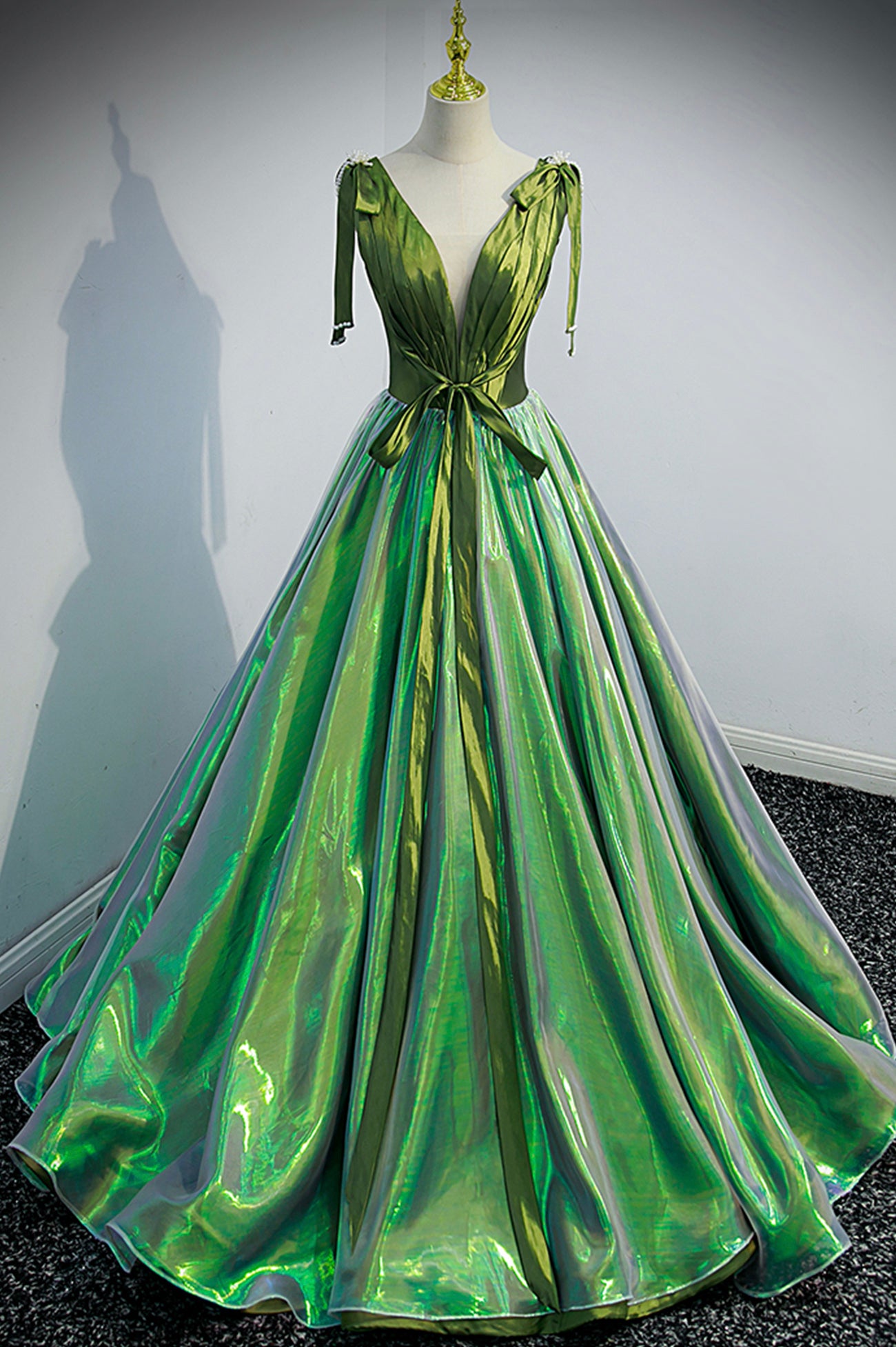 Green V-Neck Long A-Line Prom Dress, Simple Green Evening Party Dress Green V-Neck Long A-Line Prom Dress, Simple Green Evening Party Dress