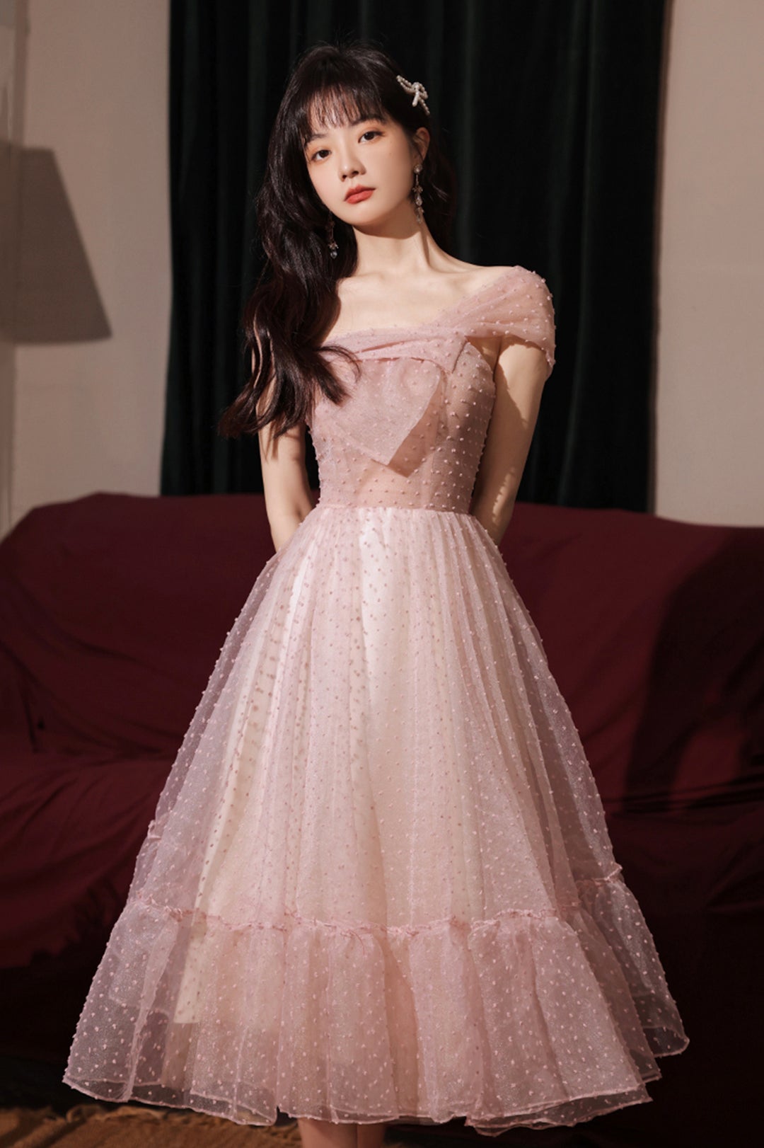 Pink Tulle Short A-Line Prom Dress, One Shoulder Homecoming Party Dres Pink Tulle Short A-Line Prom Dress, One Shoulder Homecoming Party Dres