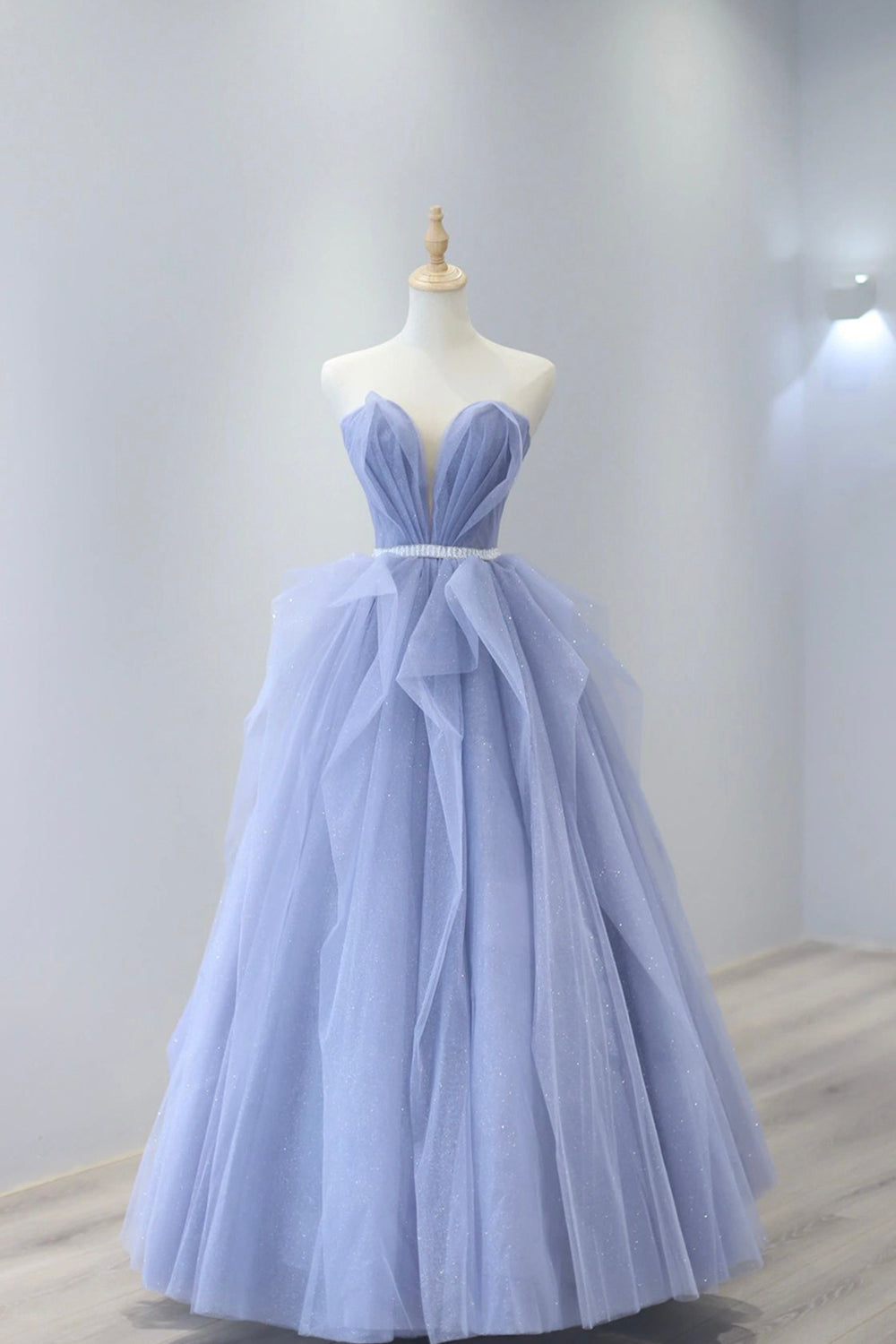 Baby Blue Prom Dress Sweetheart Neckline