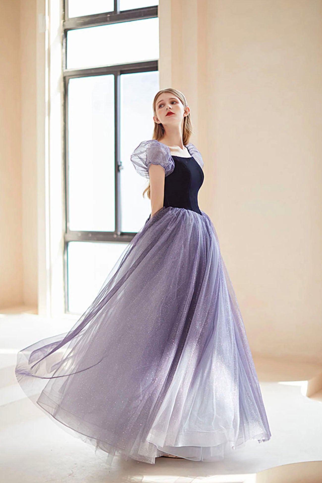 Purple Tulle Long A-Line Prom Dress, Cute Purple Evening Party Dress Purple Tulle Long A-Line Prom Dress, Cute Purple Evening Party Dress