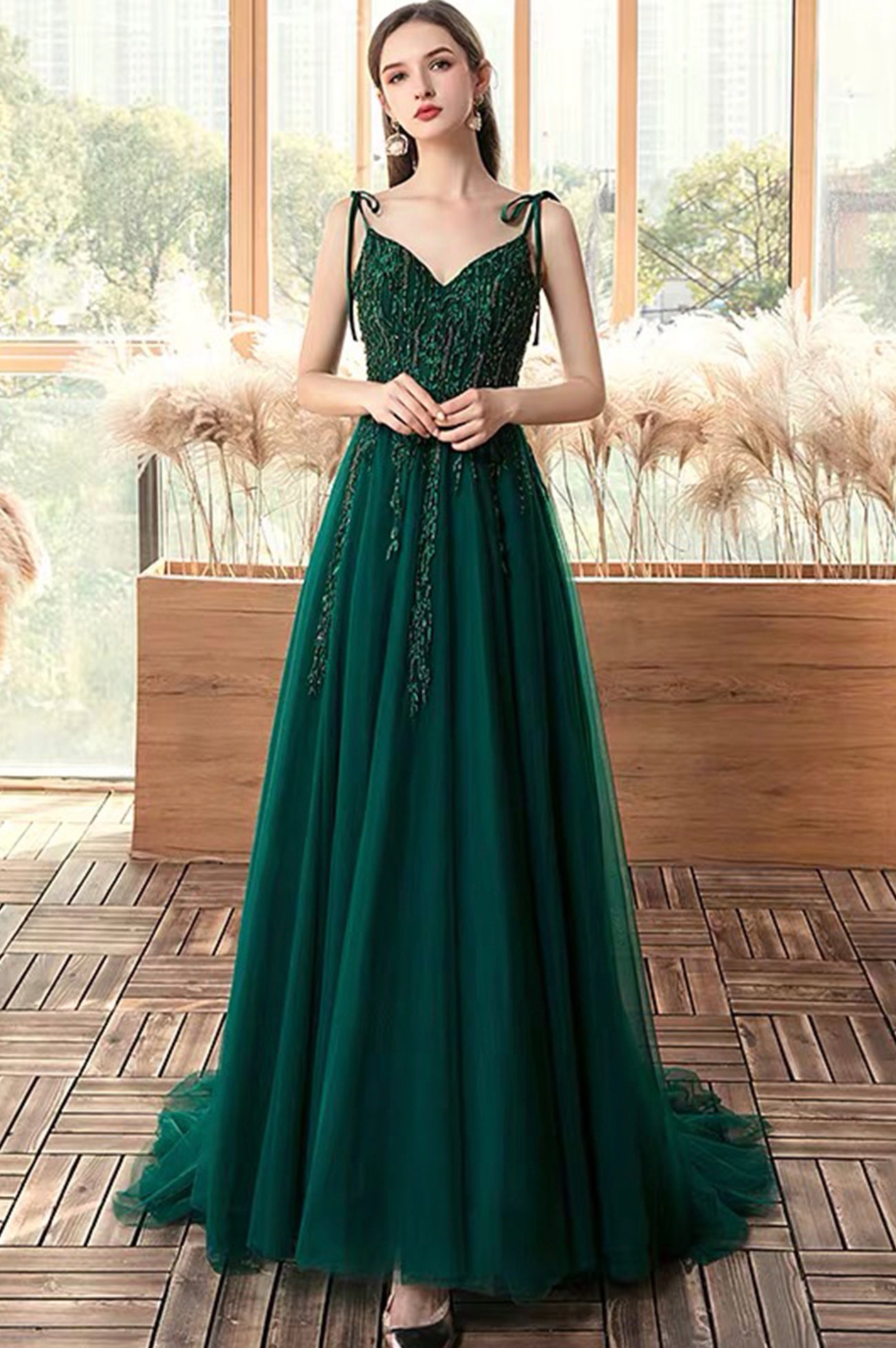 Emerald V-Neck Dress | Fashion Haven