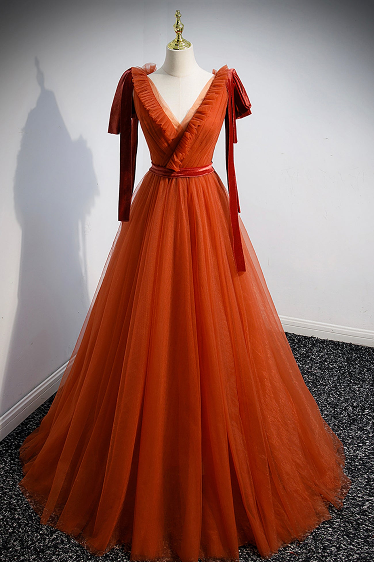 strapless open back dress Custom Luxury Ruffled Trumpet Slit Shimmer Red Prom Dress main image 1