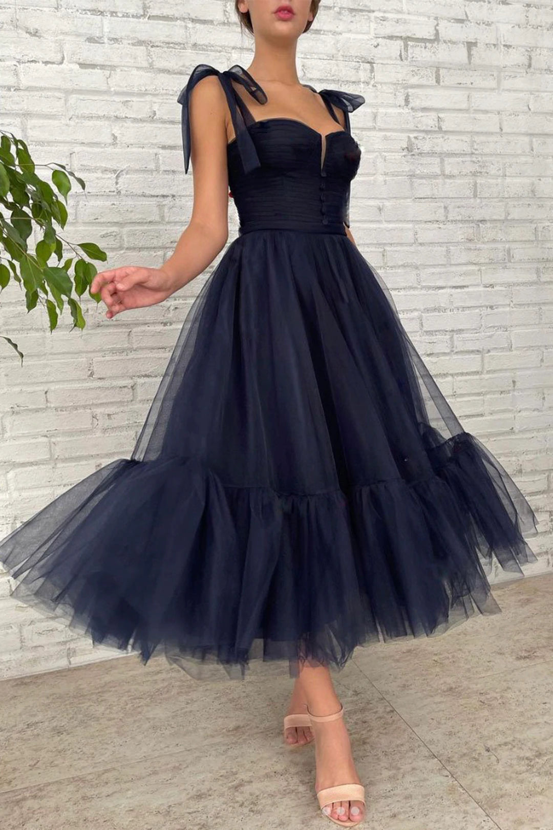 Blue Tulle Short A-Line Prom Dress, Cute Tulle Homecoming Party Dress