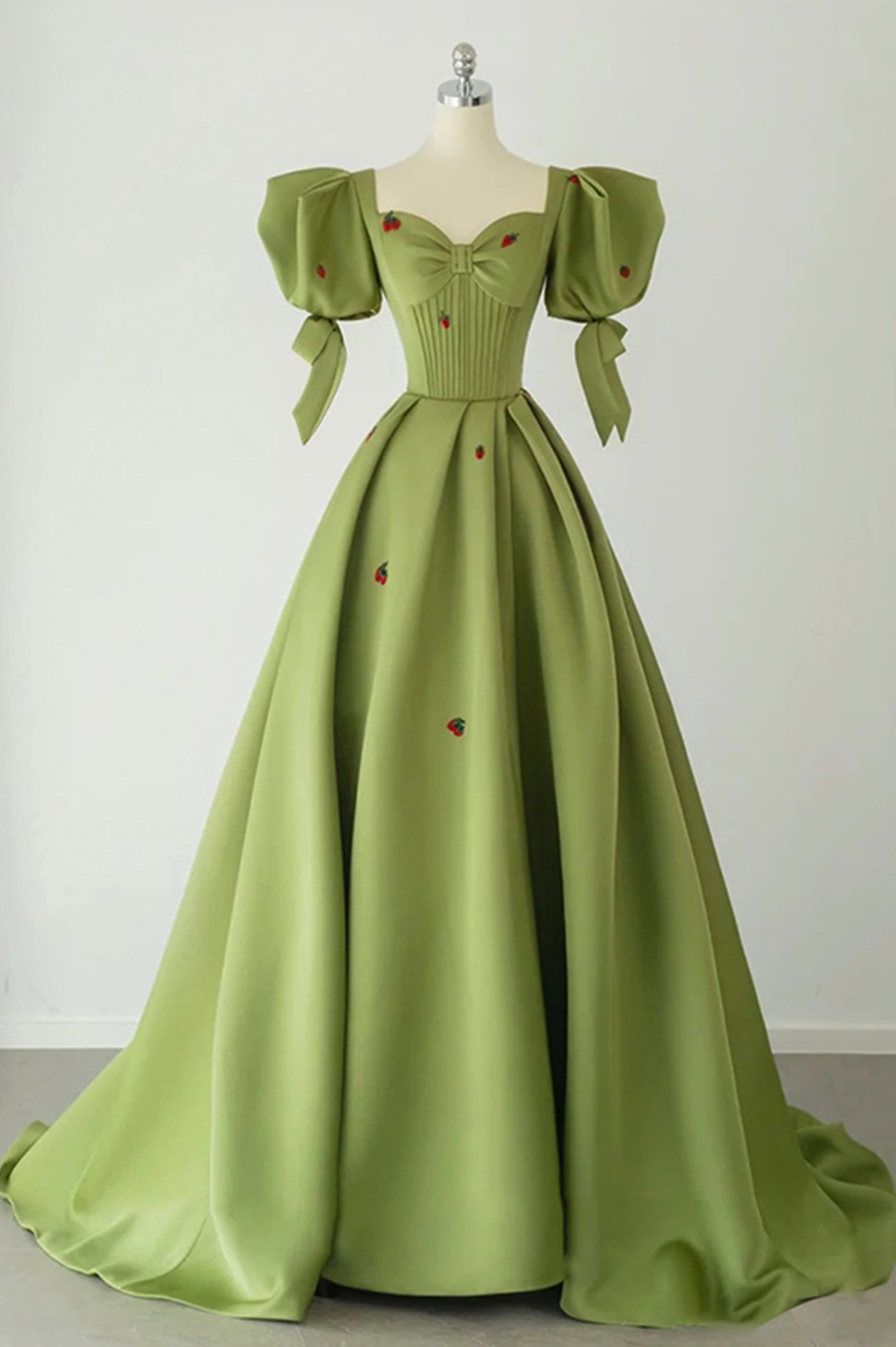 green strawberry dress Strawberry Embroidery | Lace Cape Dress main image 0