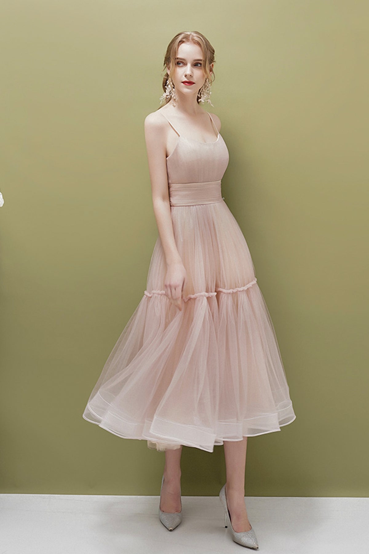 Cute Tulle Short Prom Dress, A-Line Spaghetti Straps Homecoming Party Dress