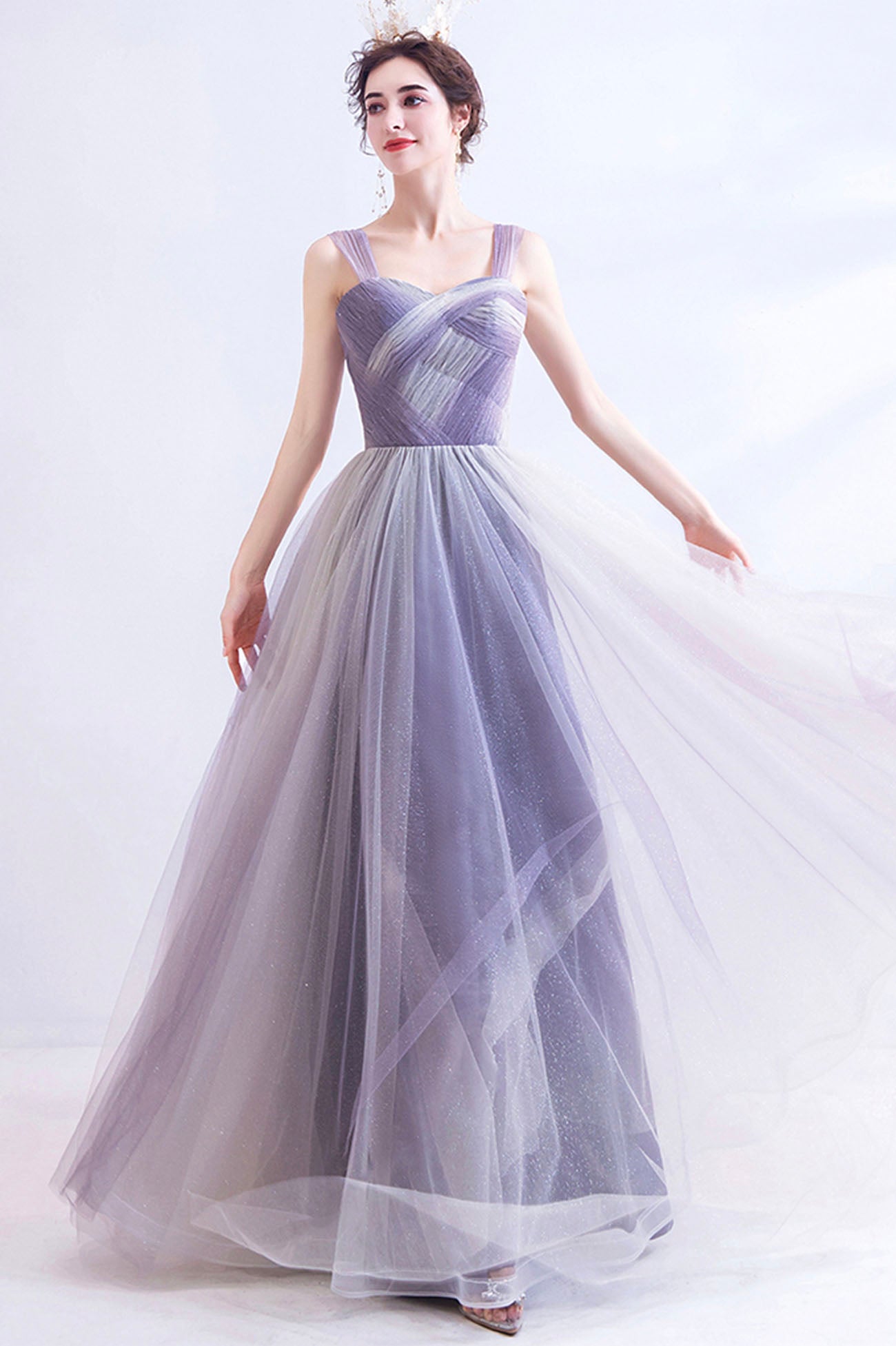 Unique Purple Tulle Long Formal Dress, A-Line Evening Graduation Dress Unique Purple Tulle Long Formal Dress, A-Line Evening Graduation Dress