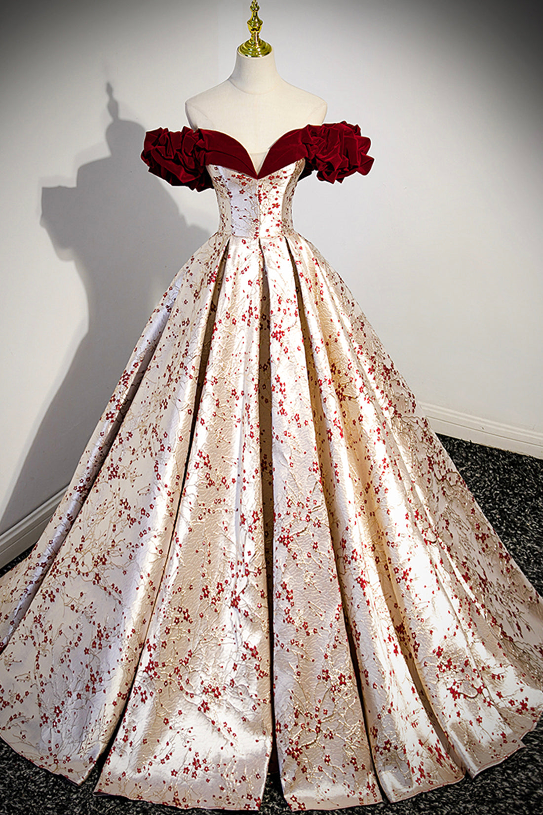 A Line Satin Floral Long Prom Dresses with Pockets Backless Formal Graduation Evening Gowns
