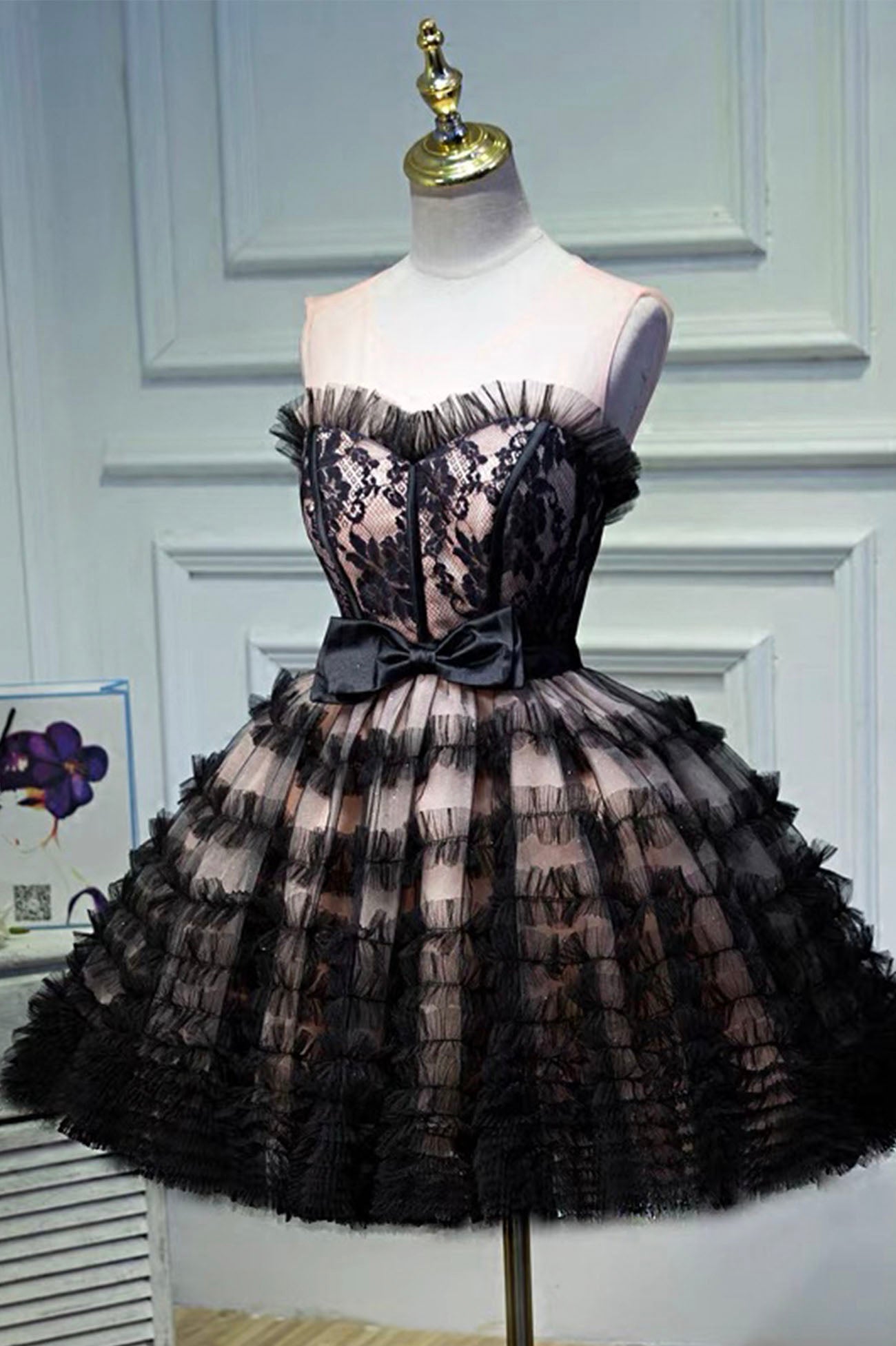 Black Tulle Lace Short Prom Dress, A-Line Black Homecoming Dress Black Tulle Lace Short Prom Dress, A-Line Black Homecoming Dress