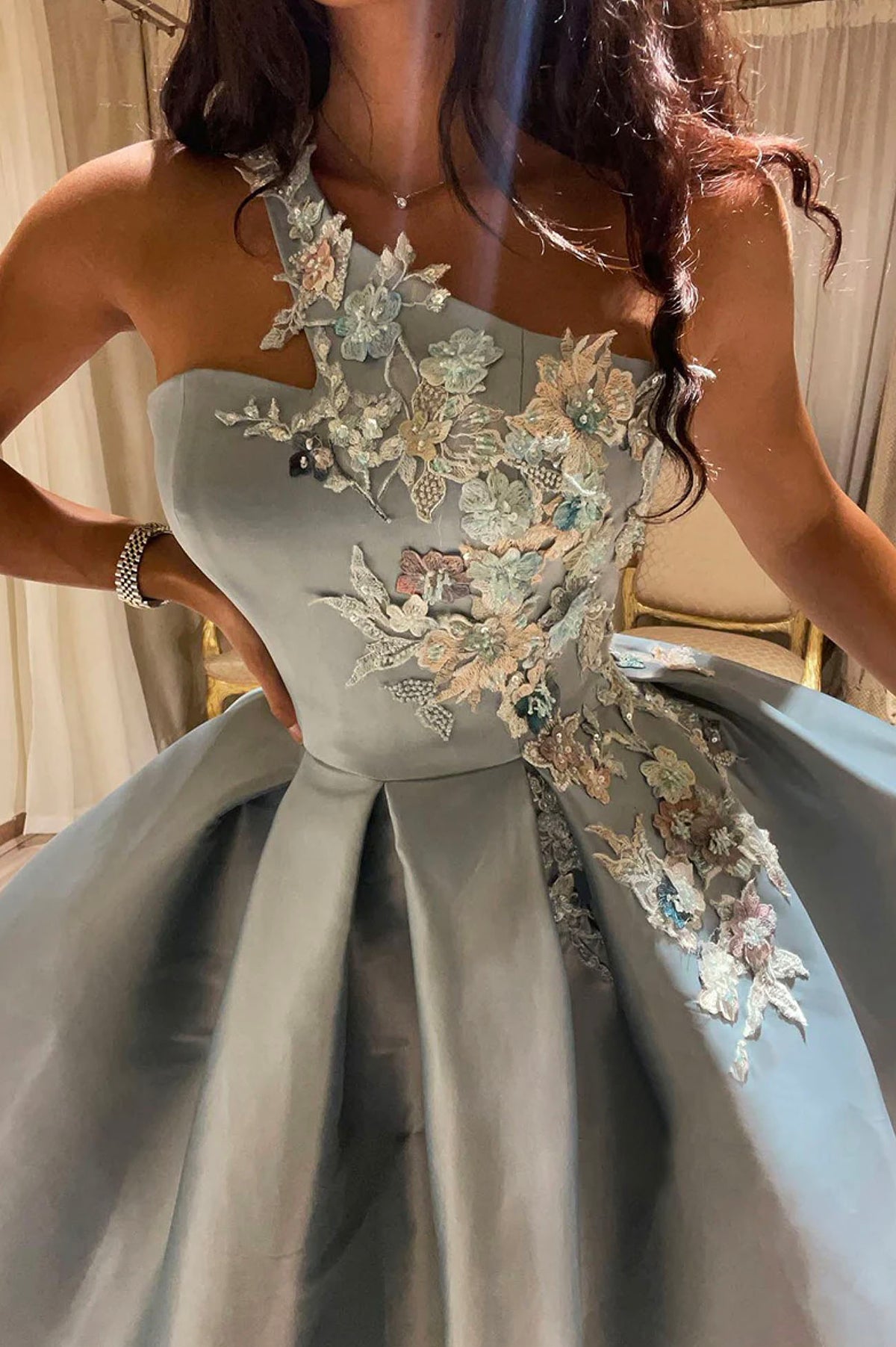 Lovely Lace One Shoulder Short Prom Dress, A-Line Party Dress