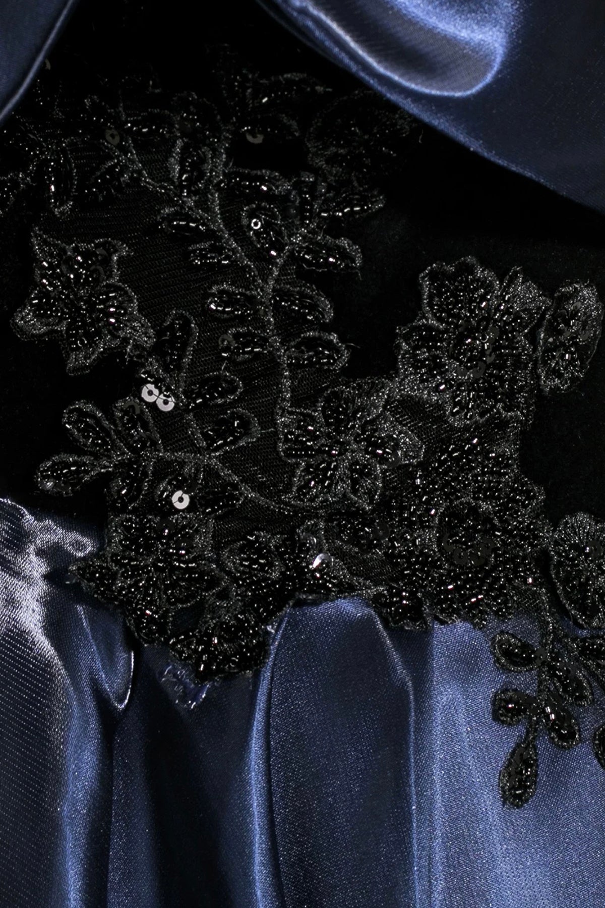 Navy Satin Lace Long Prom Dress, Elegant Off the Shoulder A-Line Party Dress