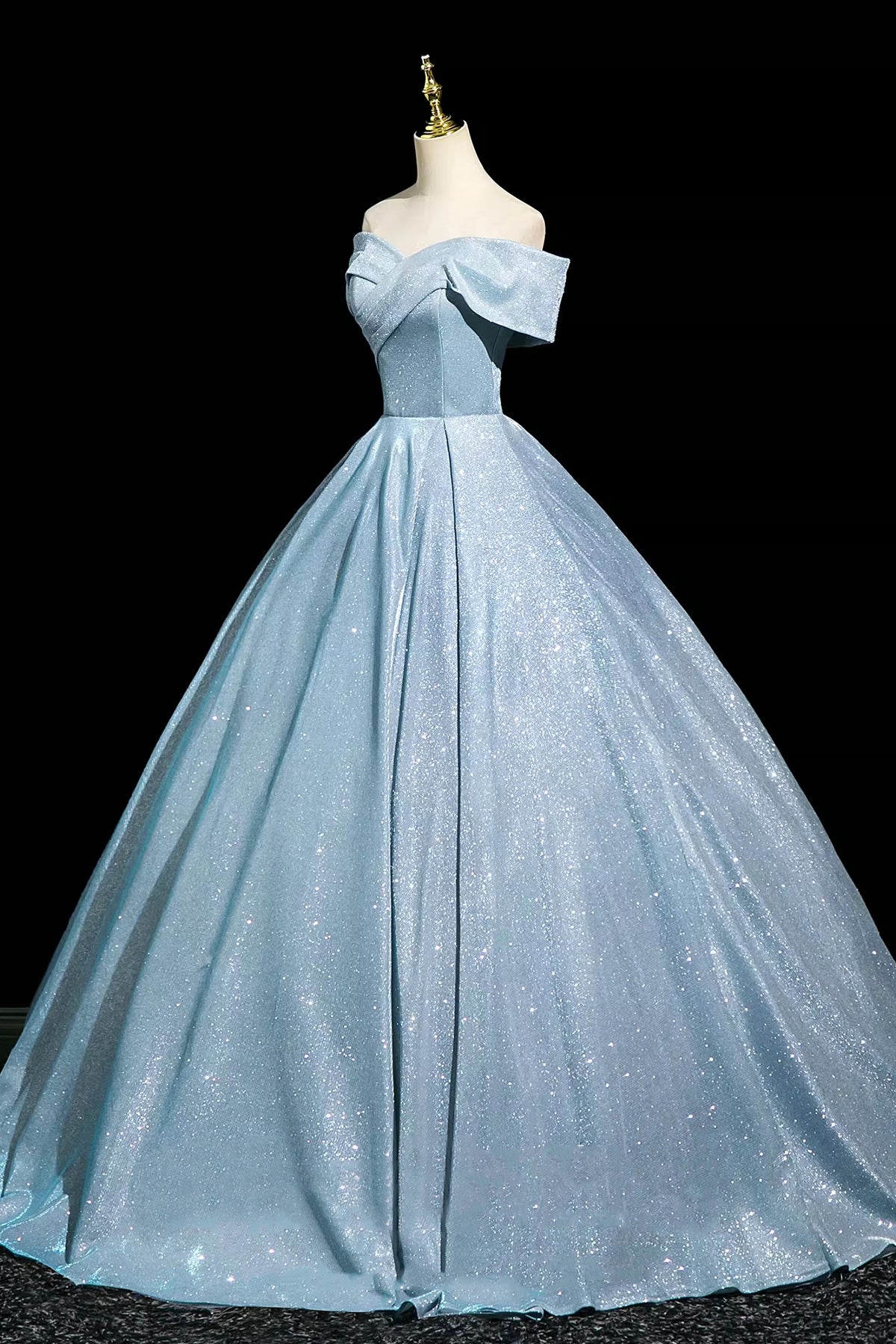 Sparkling Blue Long Party Dress, Elegant A-Line Prom Evening Dress