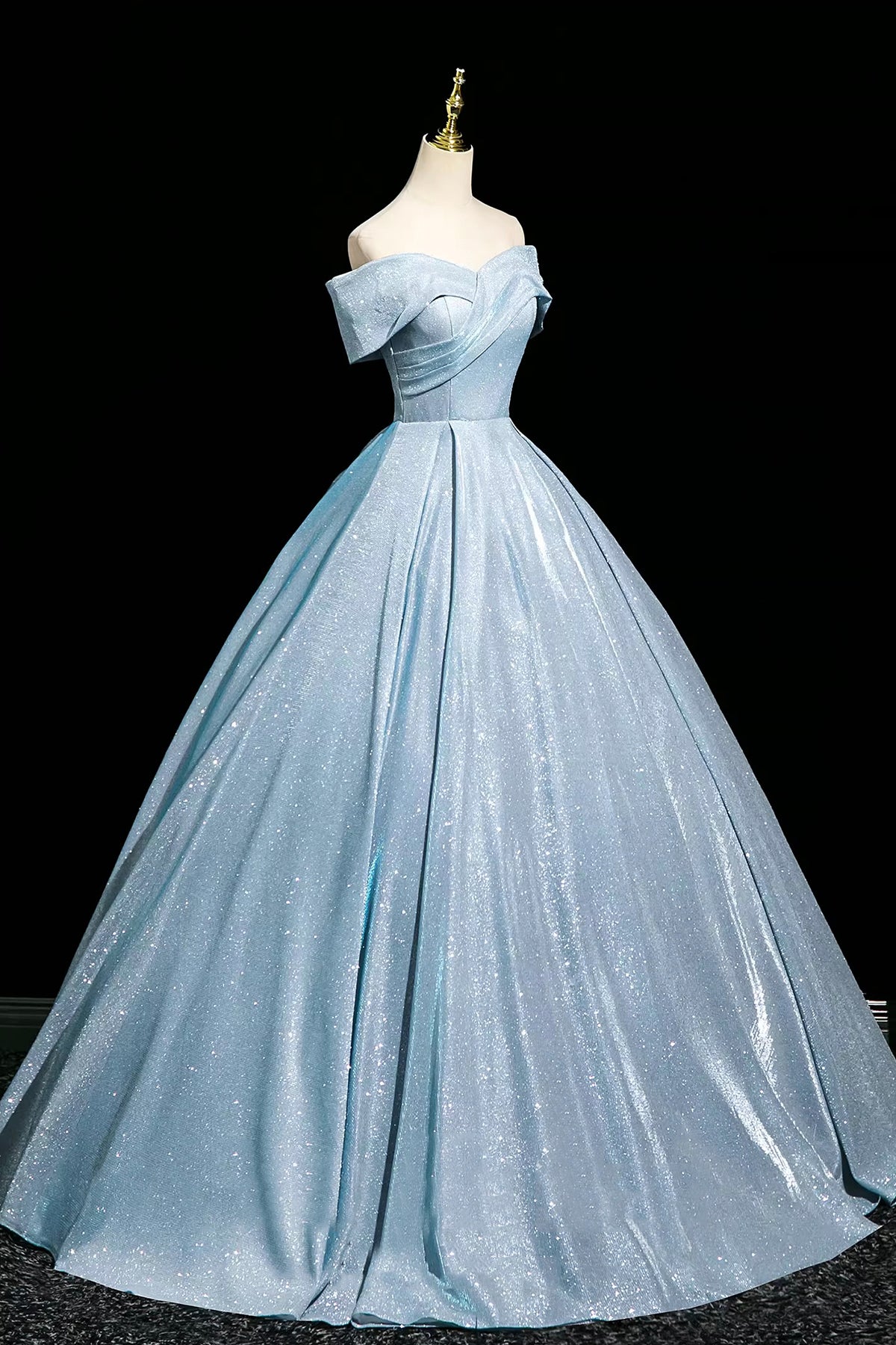 Sparkling Blue Long Party Dress, Elegant A-Line Prom Evening Dress