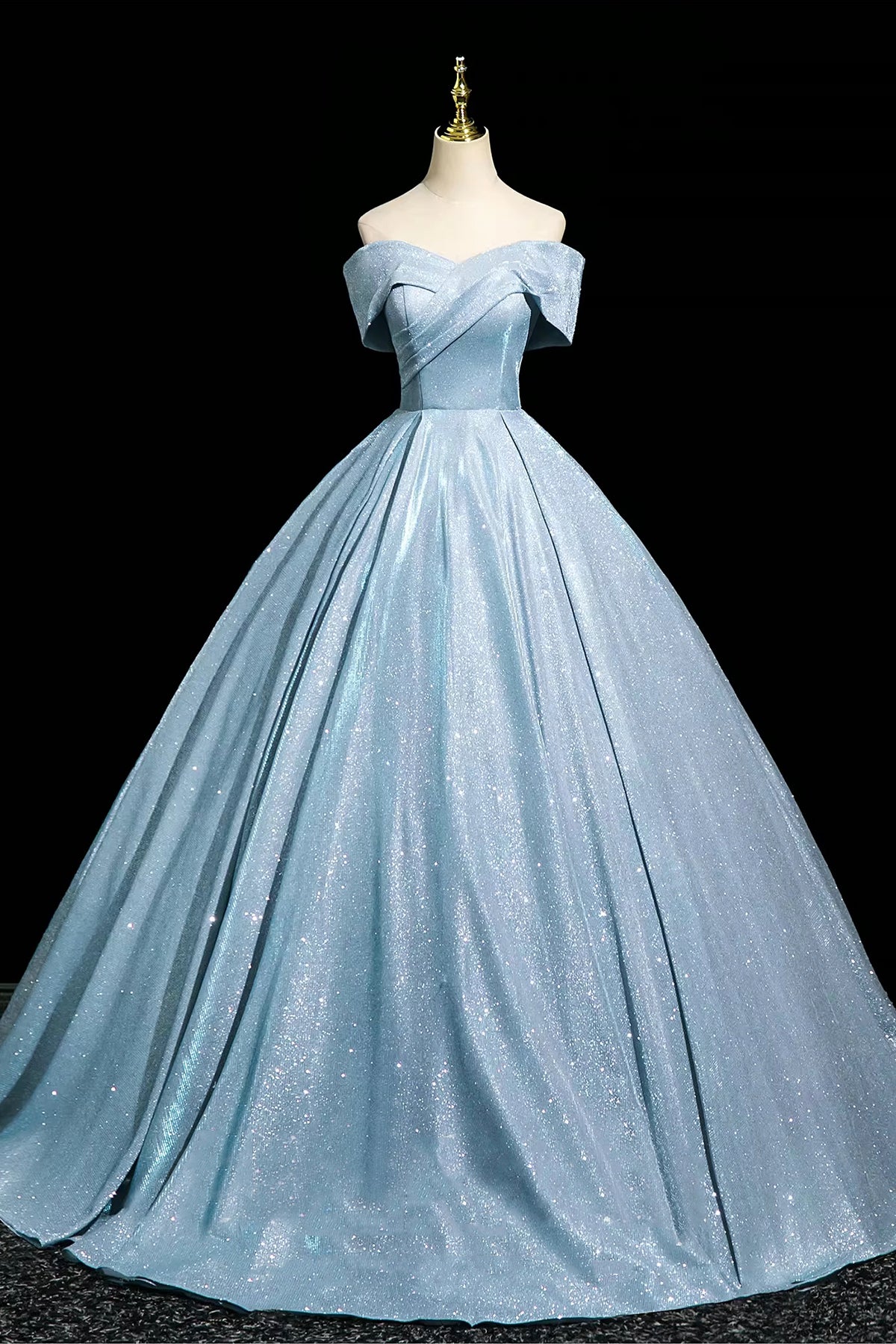 Sparkling Blue Long Party Dress, Elegant A-Line Prom Evening Dress