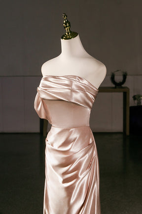 Champagne Off-Shoulder Satin Mermaid Evening Gown – Elegant Long Prom Dress