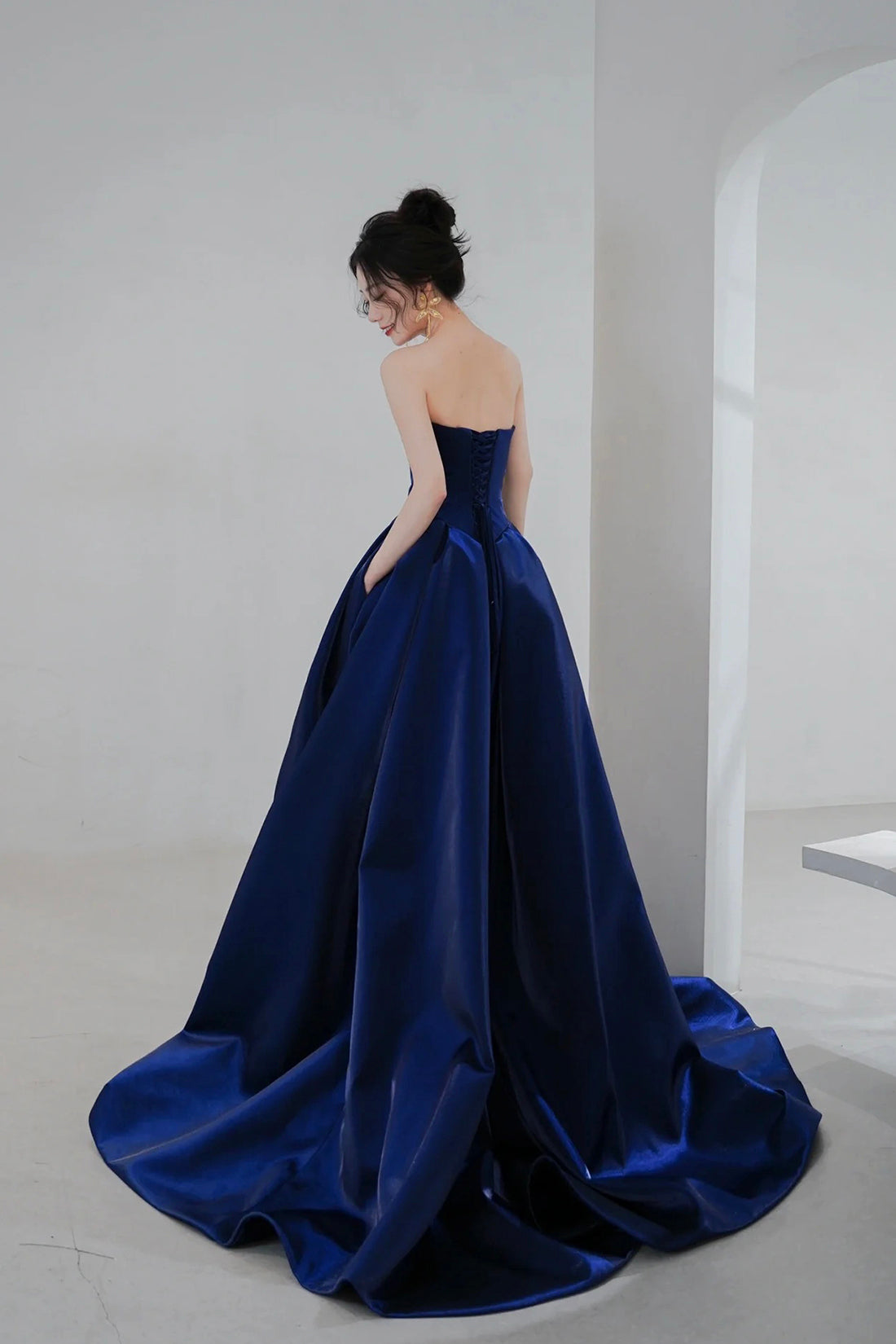 Blue Satin Long A-Line Prom Dress, Simple Blue Evening Dress Formal Dr Blue Satin Long A-Line Prom Dress, Simple Blue Evening Dress Formal Dr