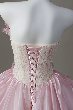 Pink Tulle Lace Off-the-Shoulder Ball Gown, Beautiful Formal Prom Quinceanera Dress