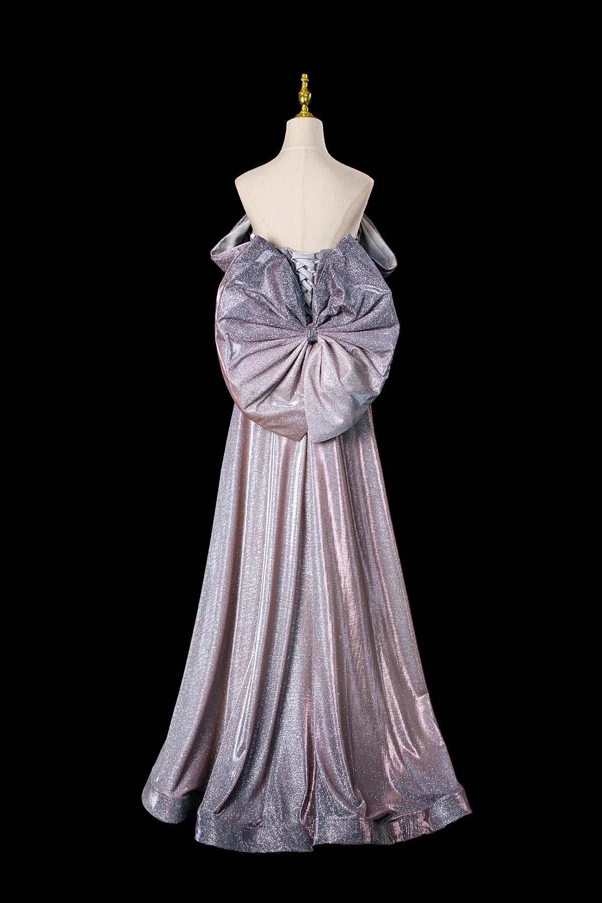 Elegant Off-the-Shoulder Glitter Prom Dress, Lilac Grey Formal Evening Gown