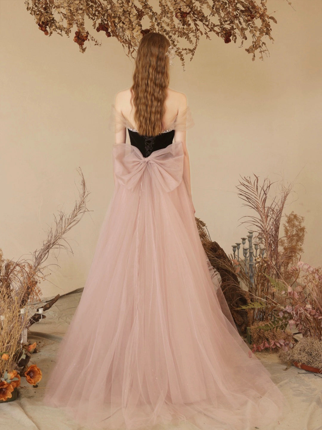 Black Velvet and Pink Tulle Long Prom Dress, Beautiful Sweetheart Neck Black Velvet and Pink Tulle Long Prom Dress, Beautiful Sweetheart Neck