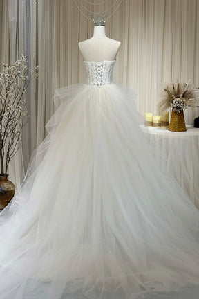 Ivory Tulle Sweetheart Neckline Ball Gown, A-Line Lace Formal Dress