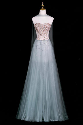 Strapless Sequin Evening Dress with Crystal Beaded Bodice – Sparkling A-Line