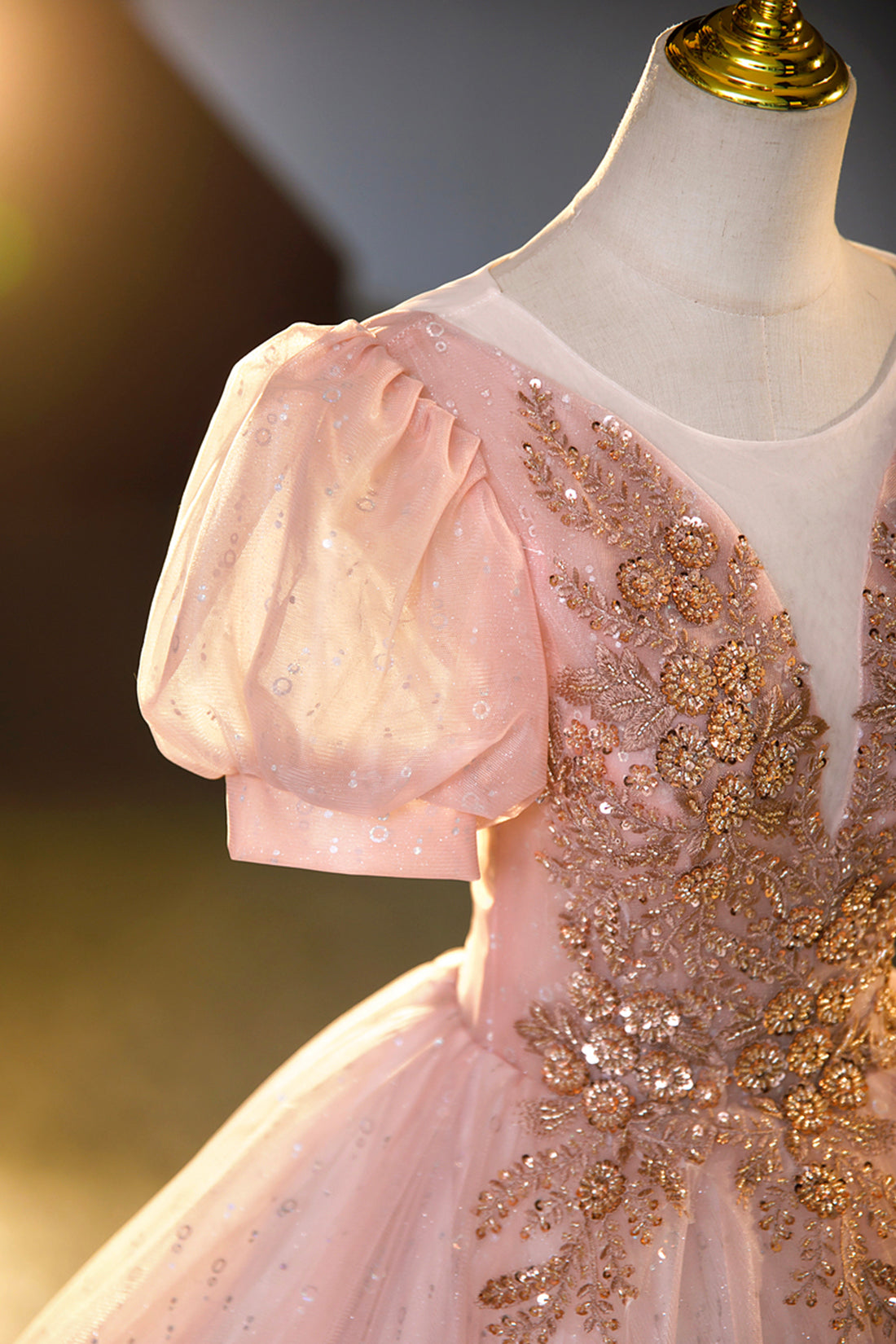 Pink Tulle Beaded Long Ball Gown, Beautiful A-Line Prom Dress, Pink Sw Pink Tulle Beaded Long Ball Gown, Beautiful A-Line Prom Dress, Pink Sw