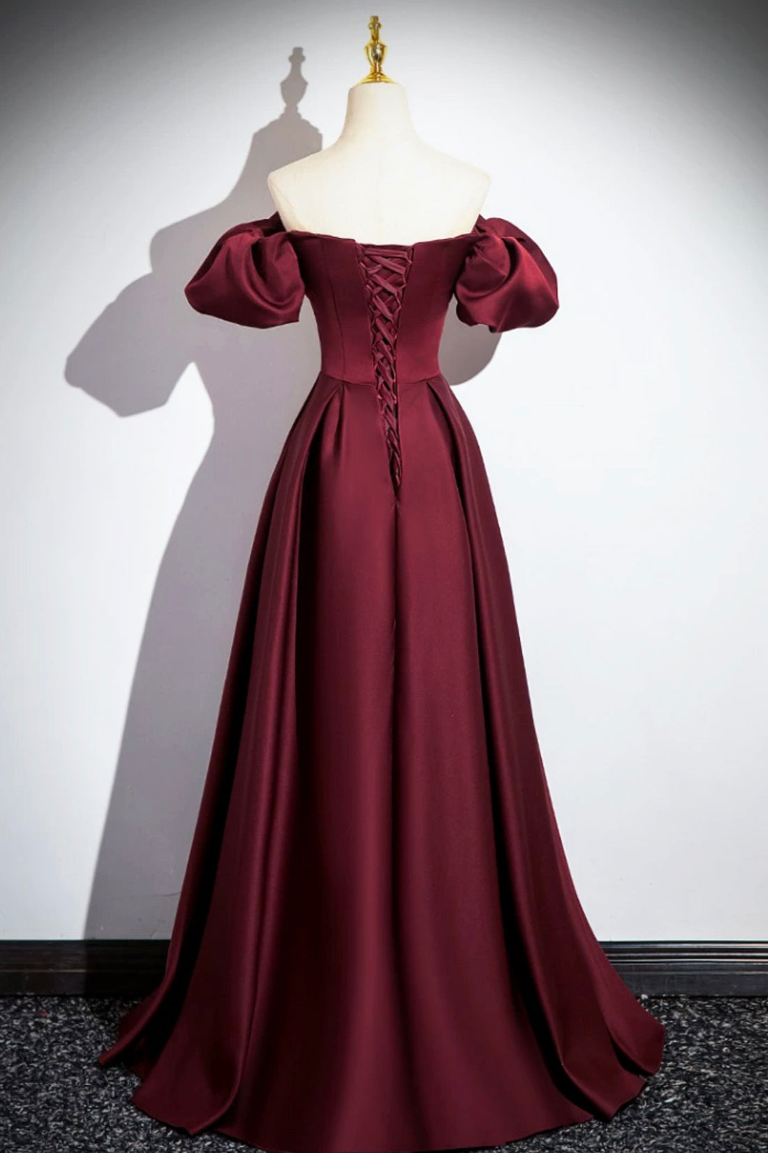 Burgundy Satin Floor Length Prom Dress, Simple A-Line Evening Party Dr Burgundy Satin Floor Length Prom Dress, Simple A-Line Evening Party Dr