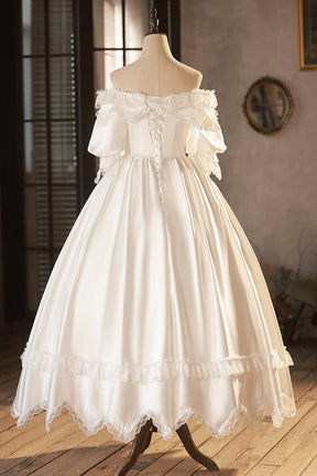 White Satin Lace Prom Dress, White Evening Dress, Wedding Dress White Satin Lace Prom Dress, White Evening Dress, Wedding Dress