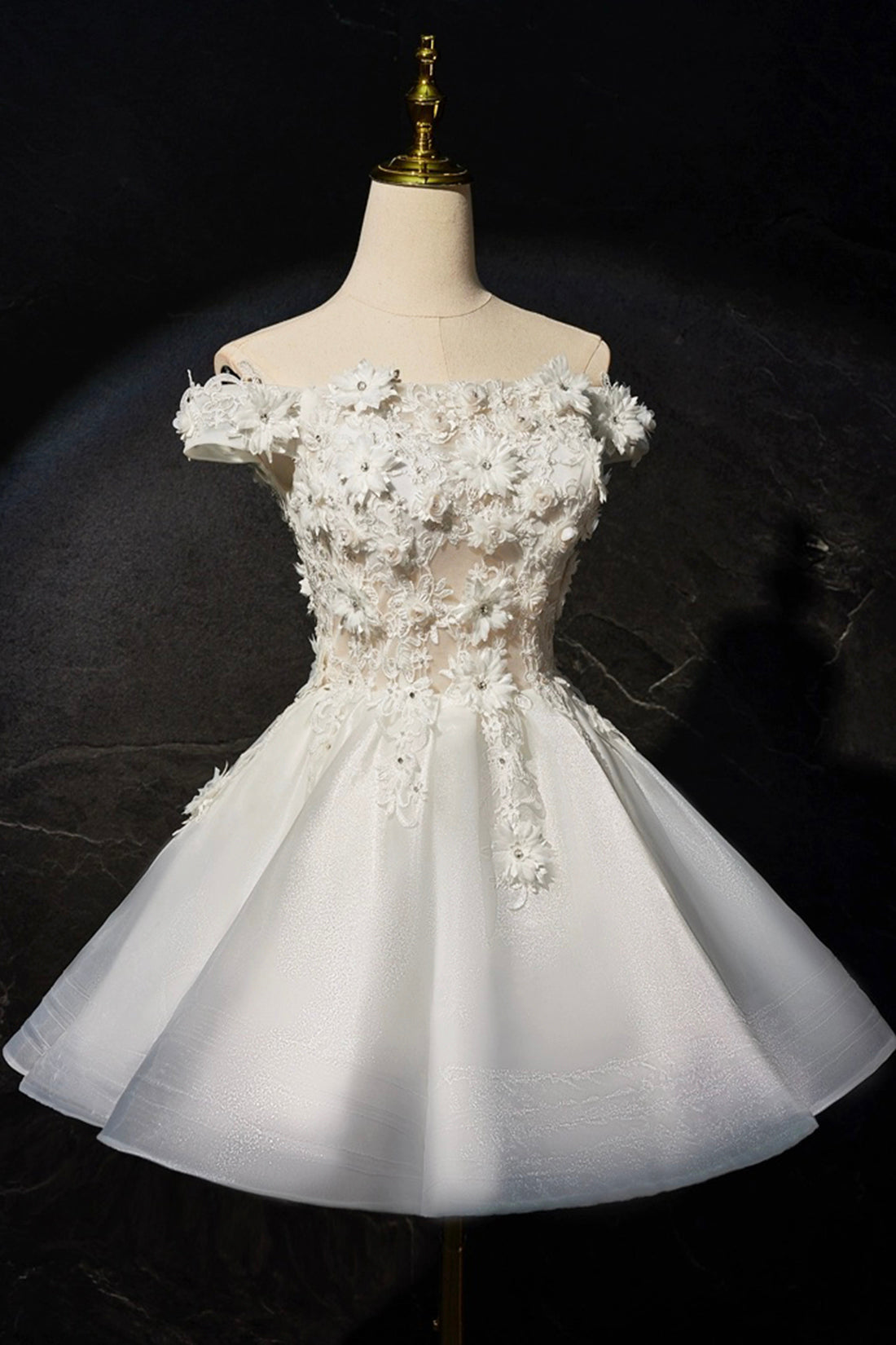 Simple white satin long prom dress, white evening dress – shdress