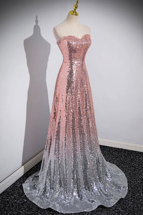 Mermaid Sequins Long Prom Dress, Sparkling Sweetheart Neckline Ombre Evening Dress